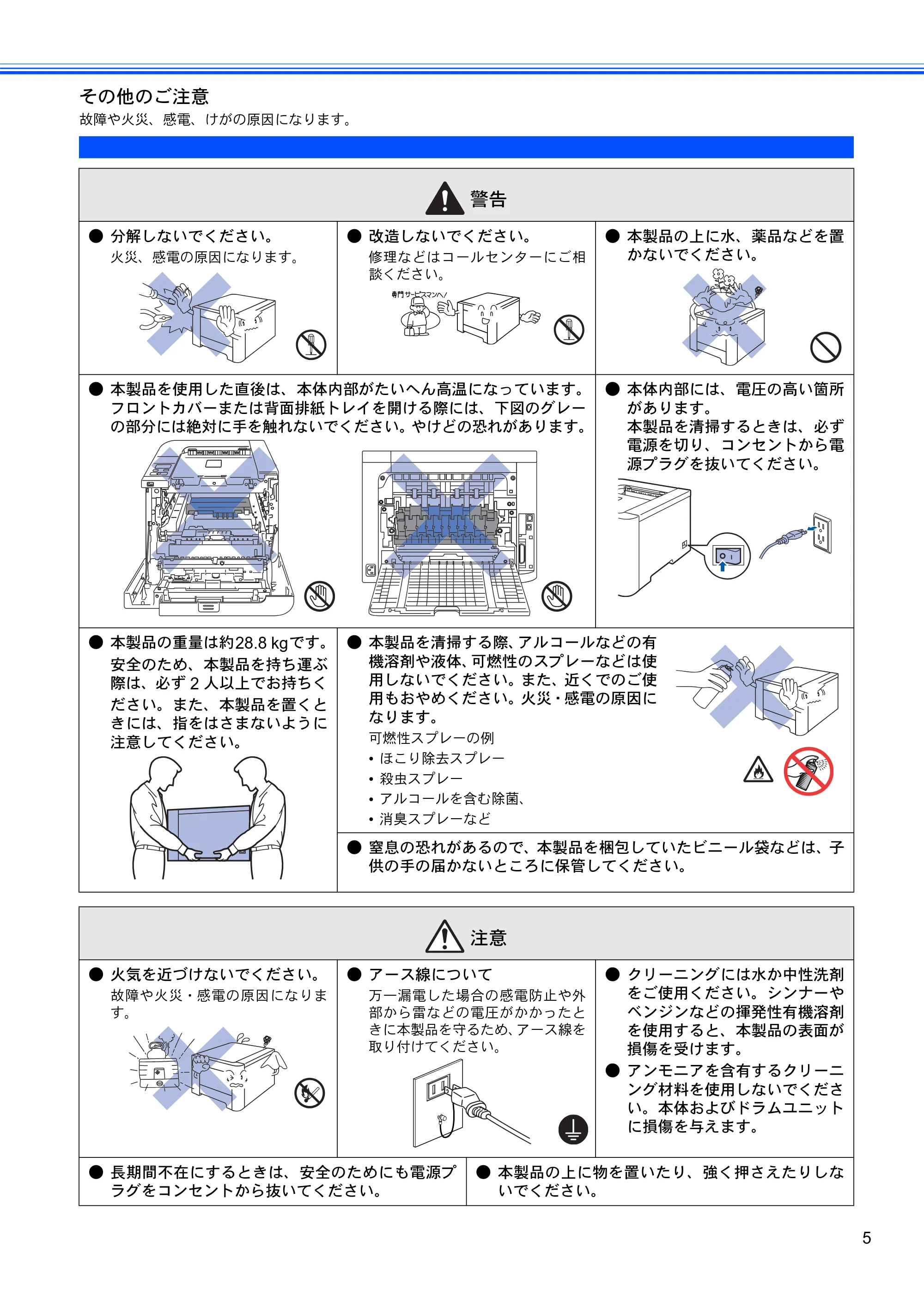 ブラザー HL-4040CN / HL-4050CDN かんたん設置ガイド — その他のご注意 — 原本ページ — 7ページ