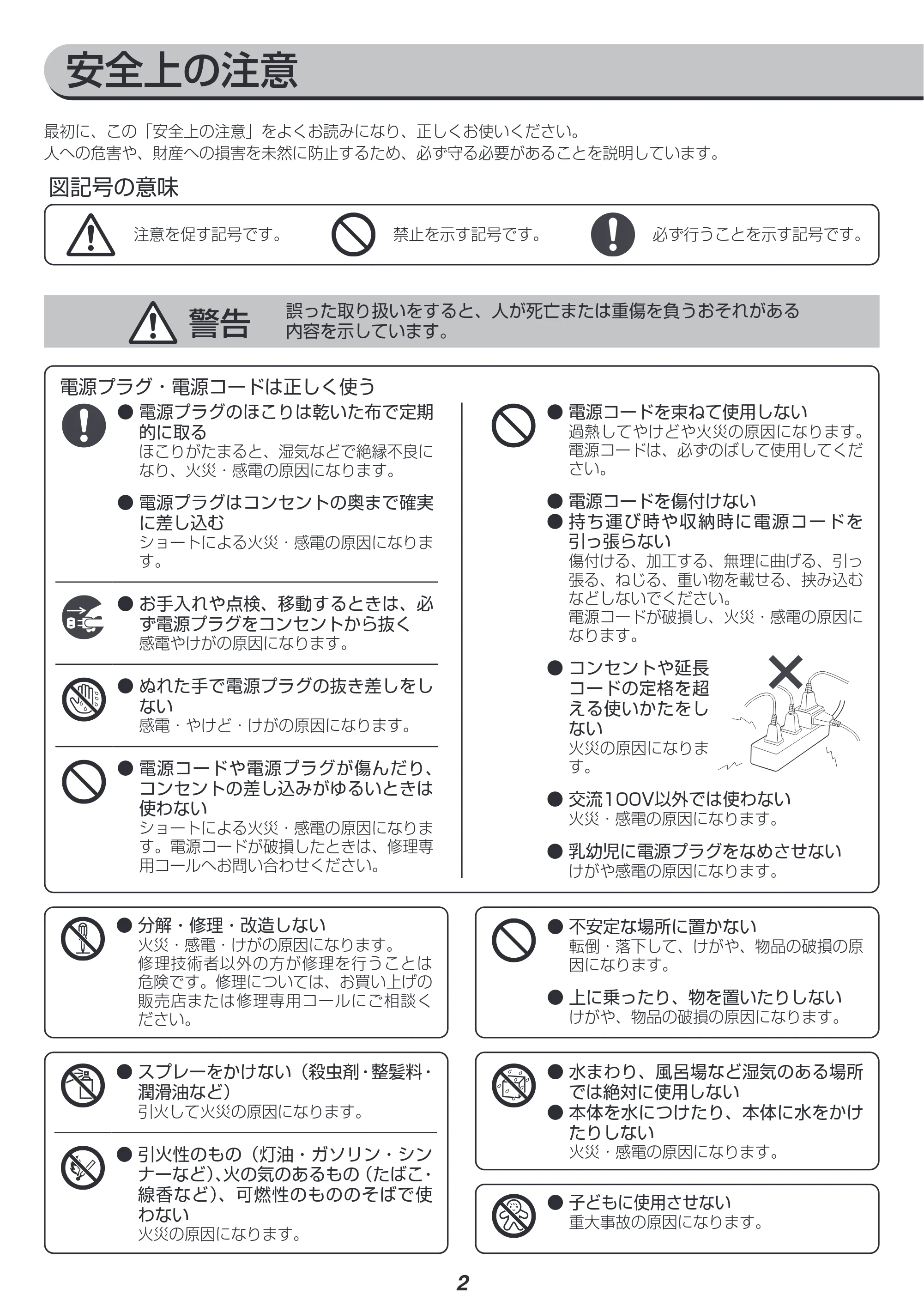 アイリスオーヤマ AFS3350C-W 取扱説明書 — 原本ページ — 2ページ
