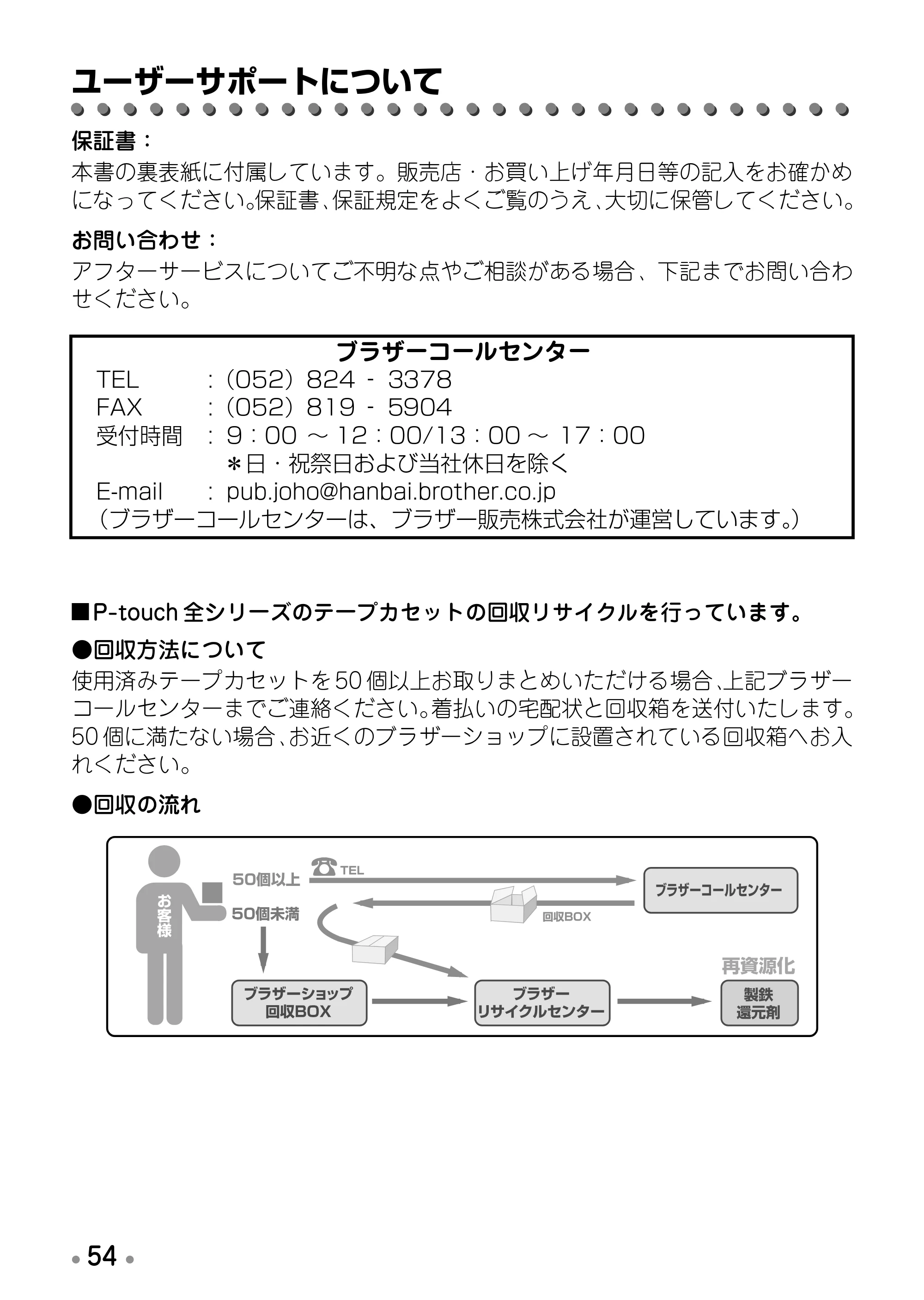 ブラザー PT-170 取扱説明書 ハローキティ版（ホワイト） — ユーザーサポートについて — 原本ページ — 56ページ