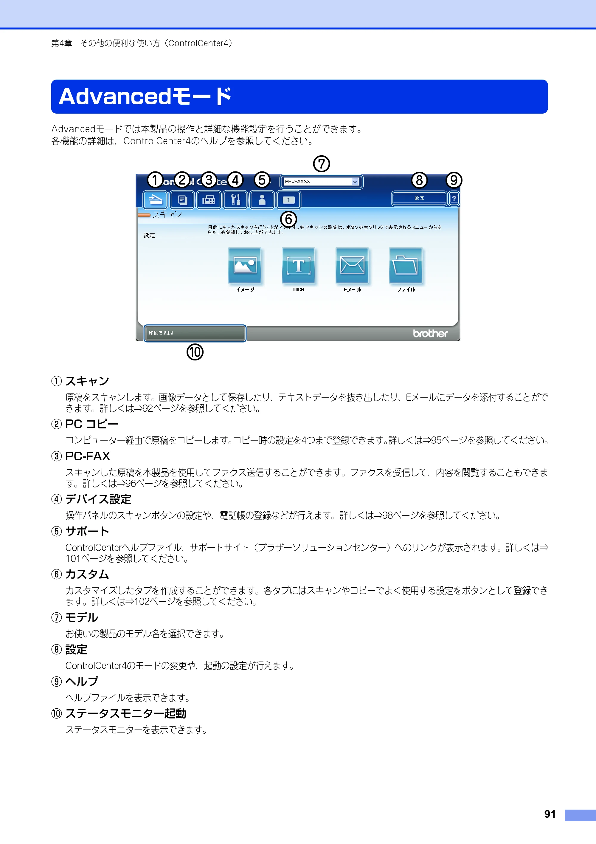 ブラザー MFC-8520DN / MFC-8950DW ユーザーズガイド ～パソコン活用編～ — Advancedモード — 原本ページ — 92ページ
