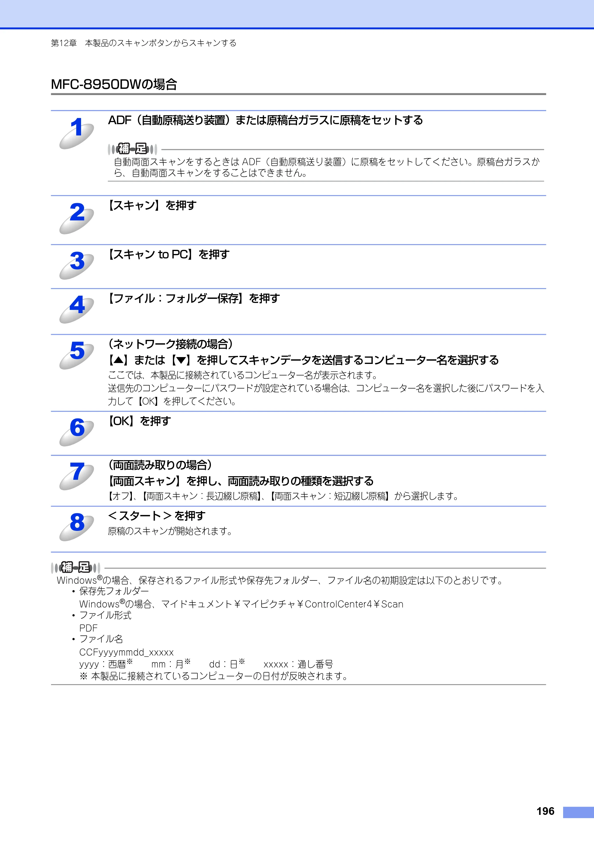 ブラザー MFC-8520DN / MFC-8950DW ユーザーズガイド ～パソコン活用編～ — 原本ページ — 197ページ