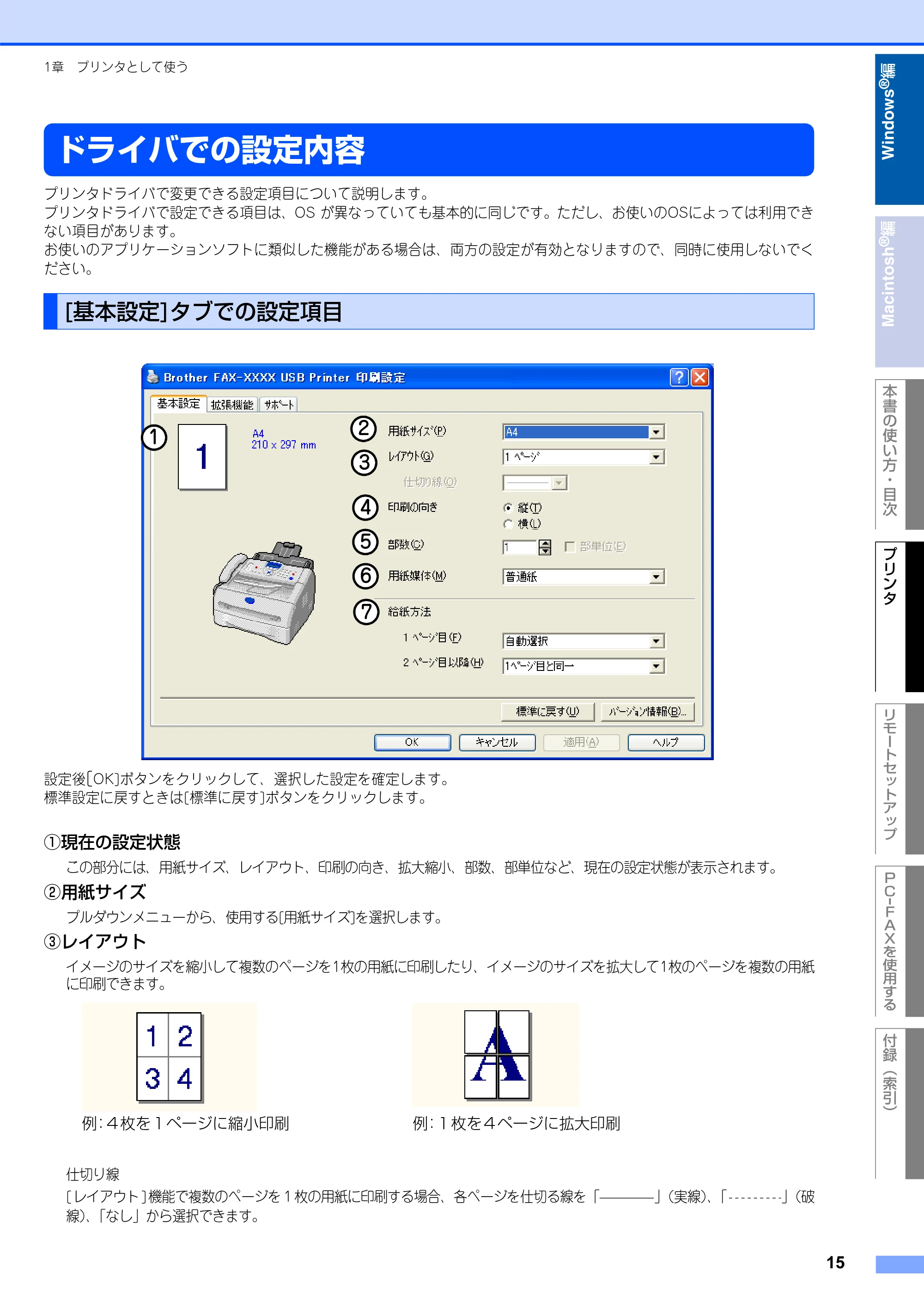 ブラザー FAX-2930 ユーザーズガイド ～パソコン活用編～ — ドライバでの設定内容 — 原本ページ — 16ページ