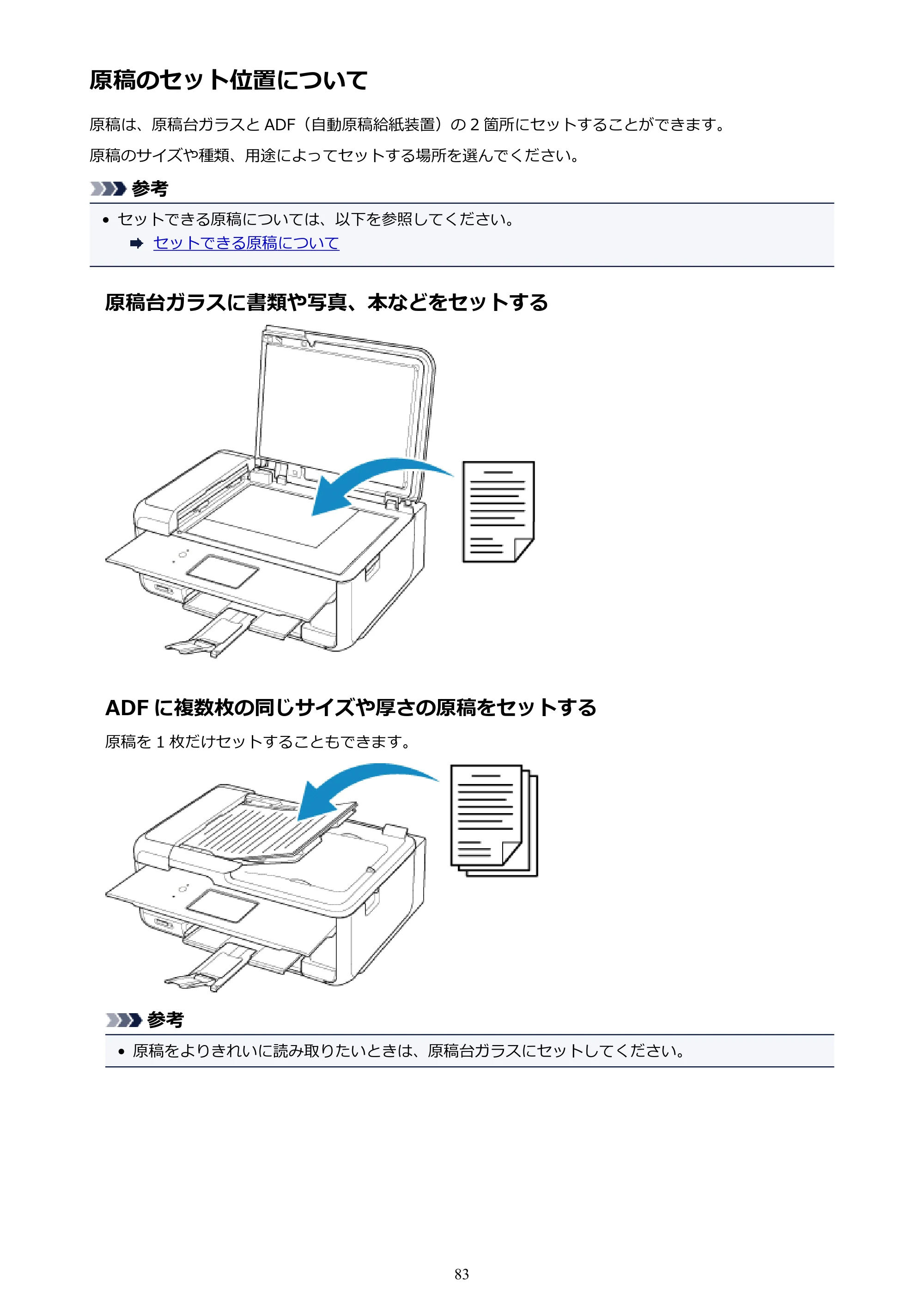 キヤノン PIXUS TR8530 電子マニュアル PDF版 （Windows版）（PDF：18.7MB） — 原稿のセット位置について — 原本ページ — 83ページ