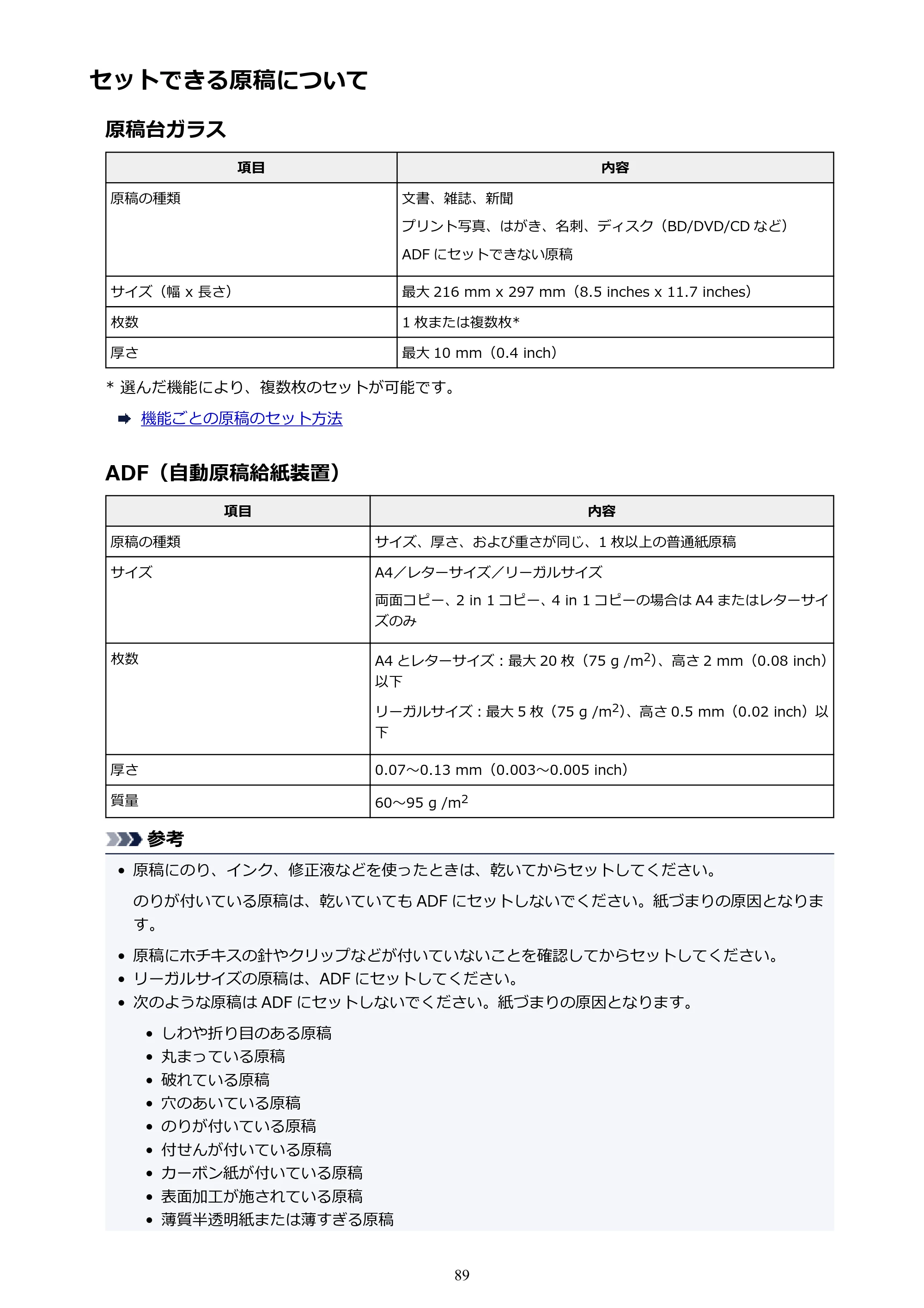 キヤノン PIXUS TR8530 電子マニュアル PDF版 （Windows版）（PDF：18.7MB） — セットできる原稿について — 原本ページ — 89ページ