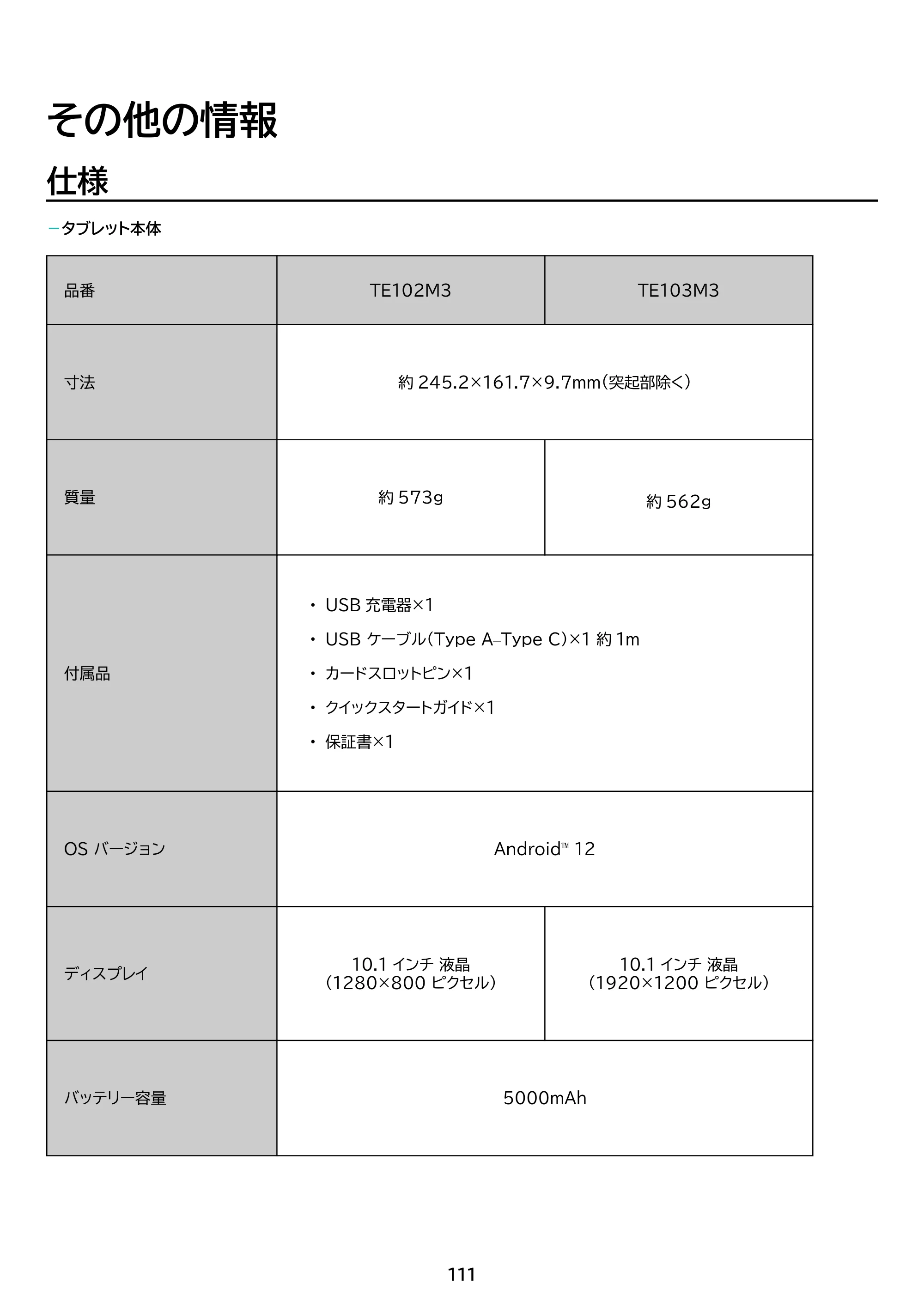 アイリスオーヤマ TE103M3N1-B 取扱説明書 — 原本ページ — 111ページ