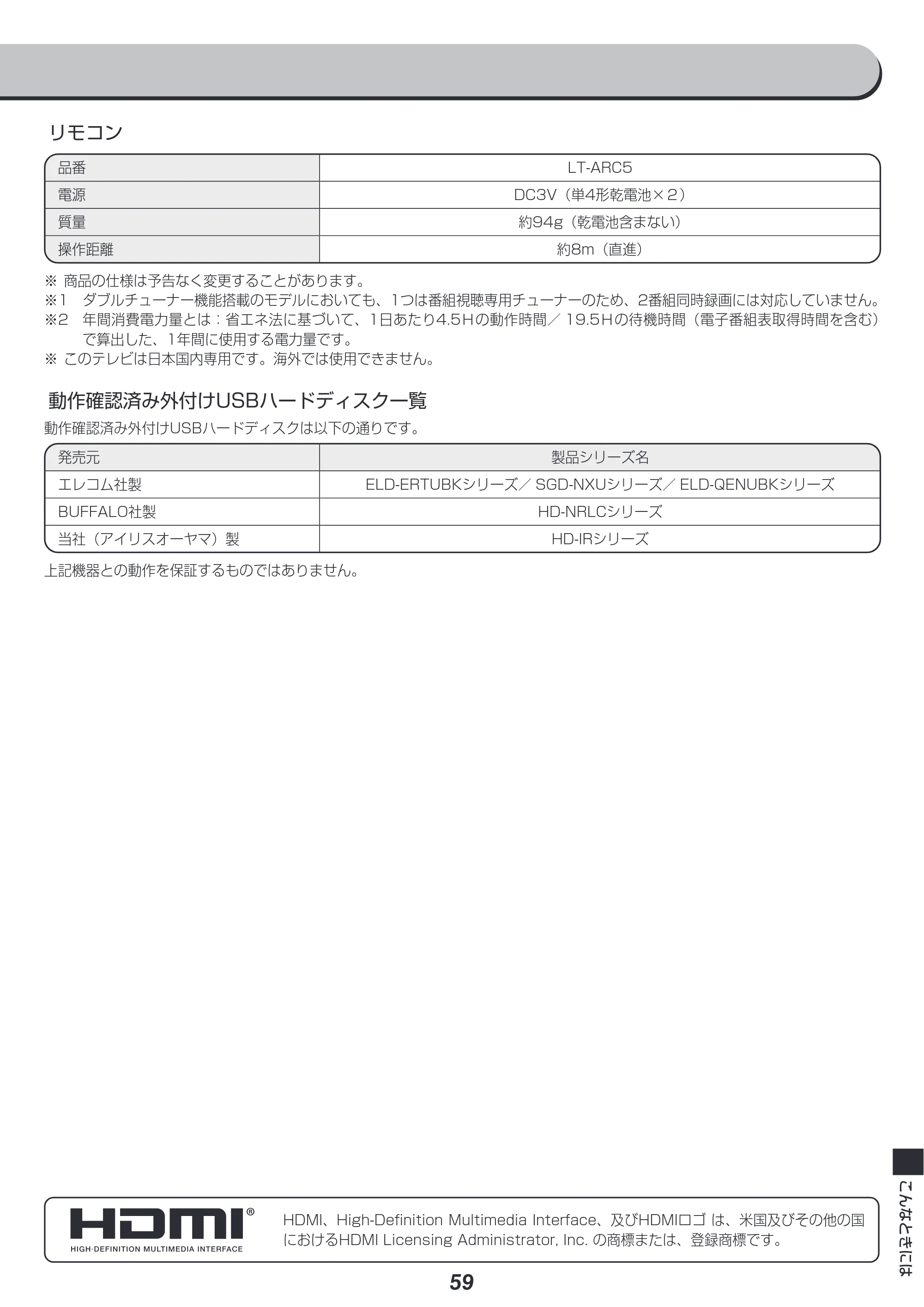 アイリスオーヤマ LT-24B320 取扱説明書 — 原本ページ — 59ページ