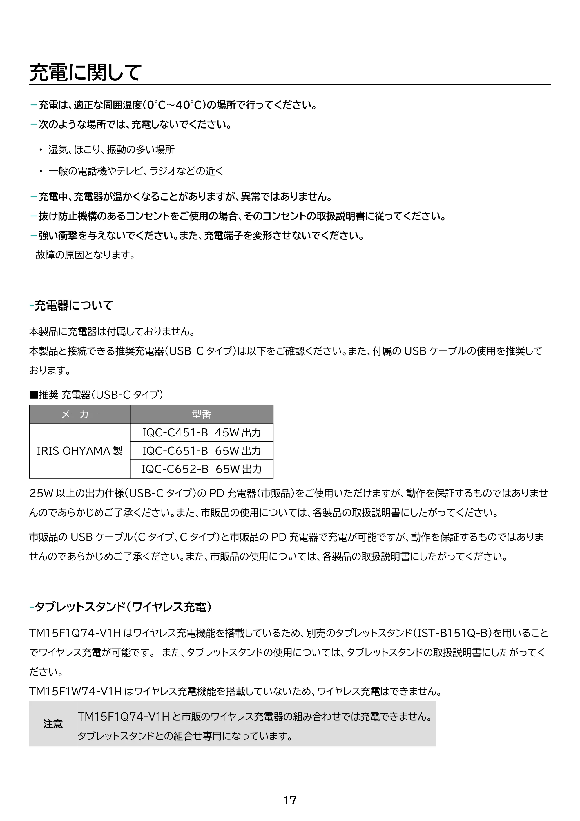 アイリスオーヤマ TM15F1W74-V1B 取扱説明書 — 原本ページ — 17ページ