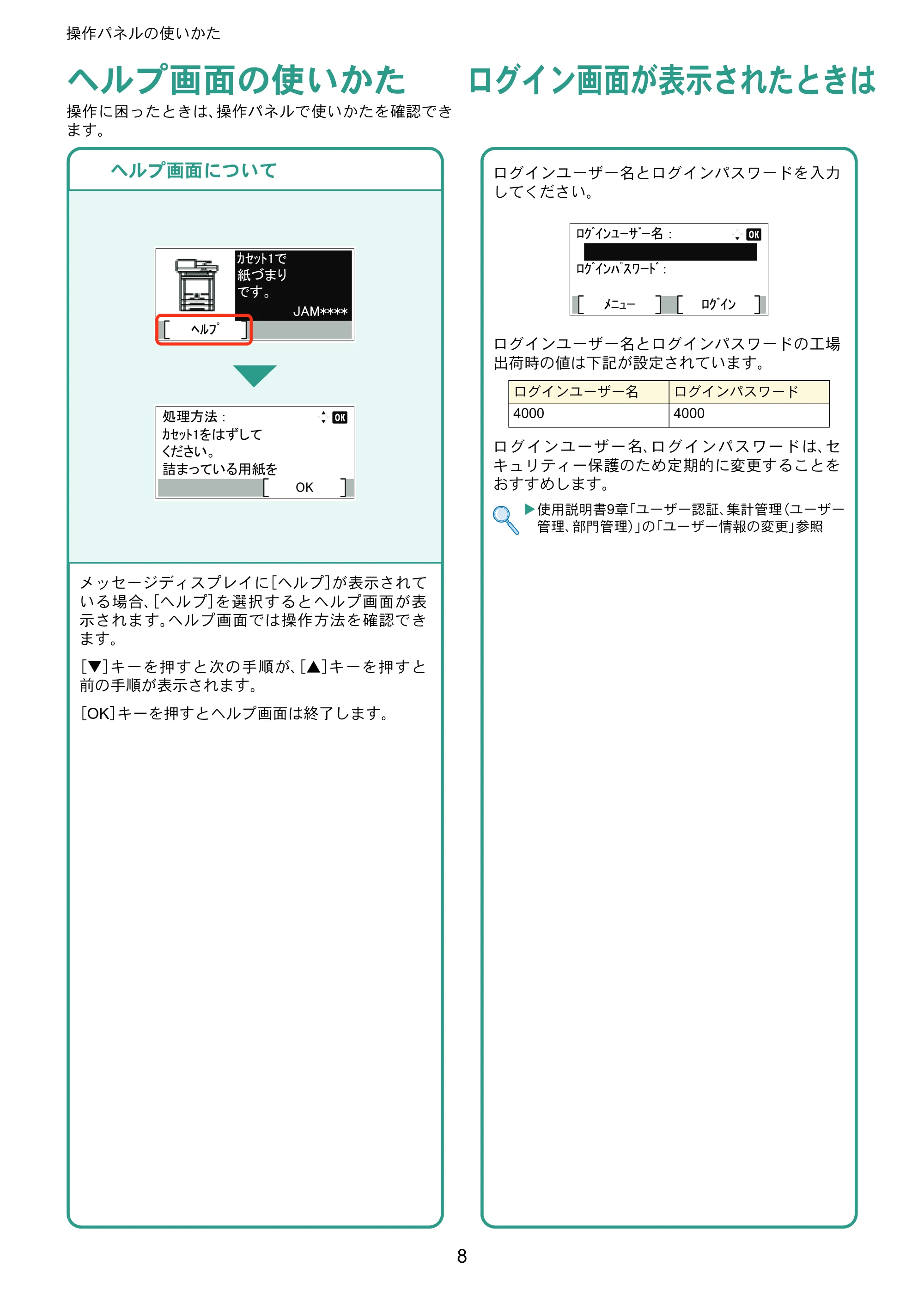 京セラ ECOSYS M2540dw ECOSYS M2540dw クイックガイド — ヘルプ画面の使いかた — 原本ページ — 8ページ
