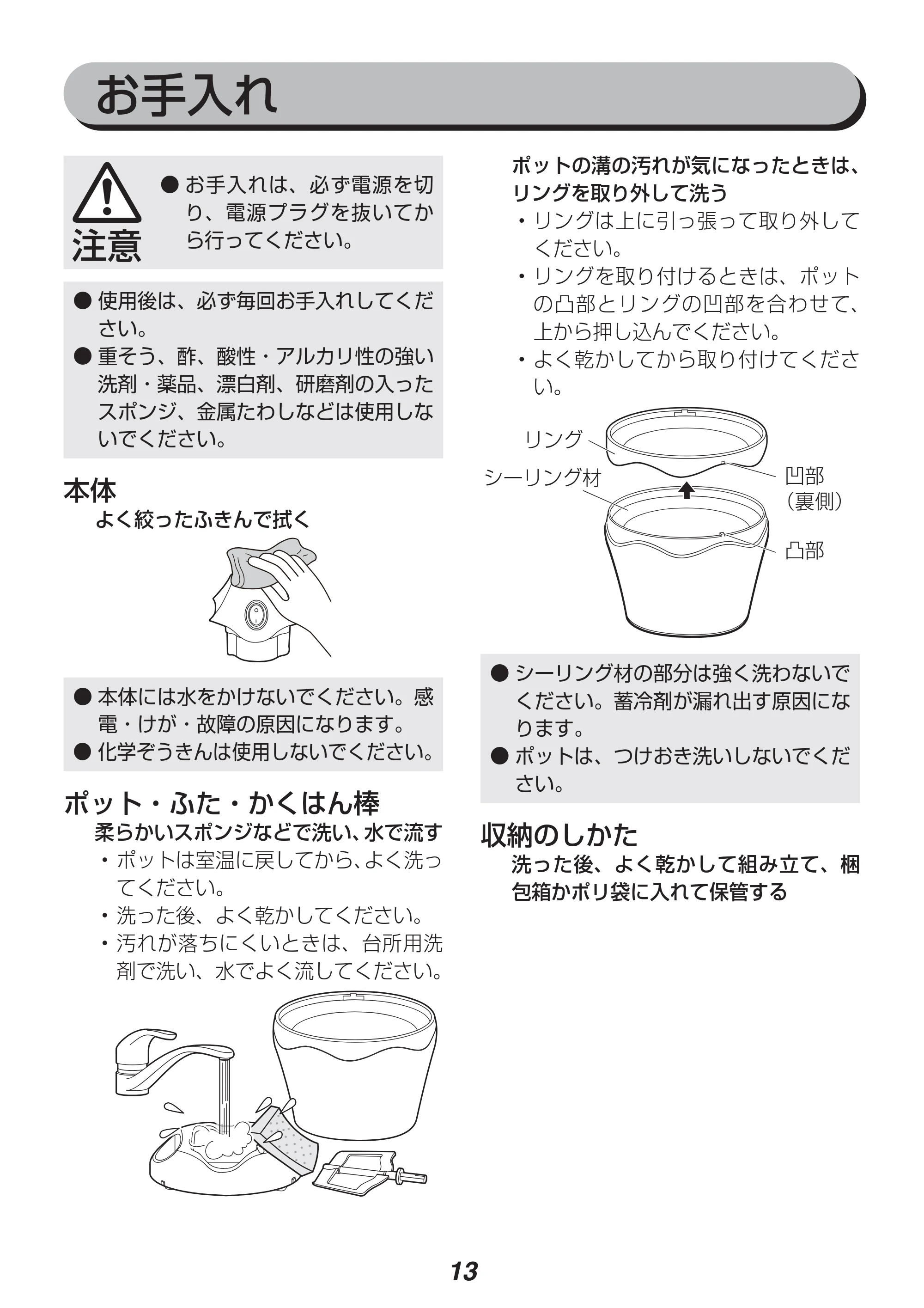 アイリスオーヤマ ICM01-VS 取扱説明書 — 原本ページ — 13ページ