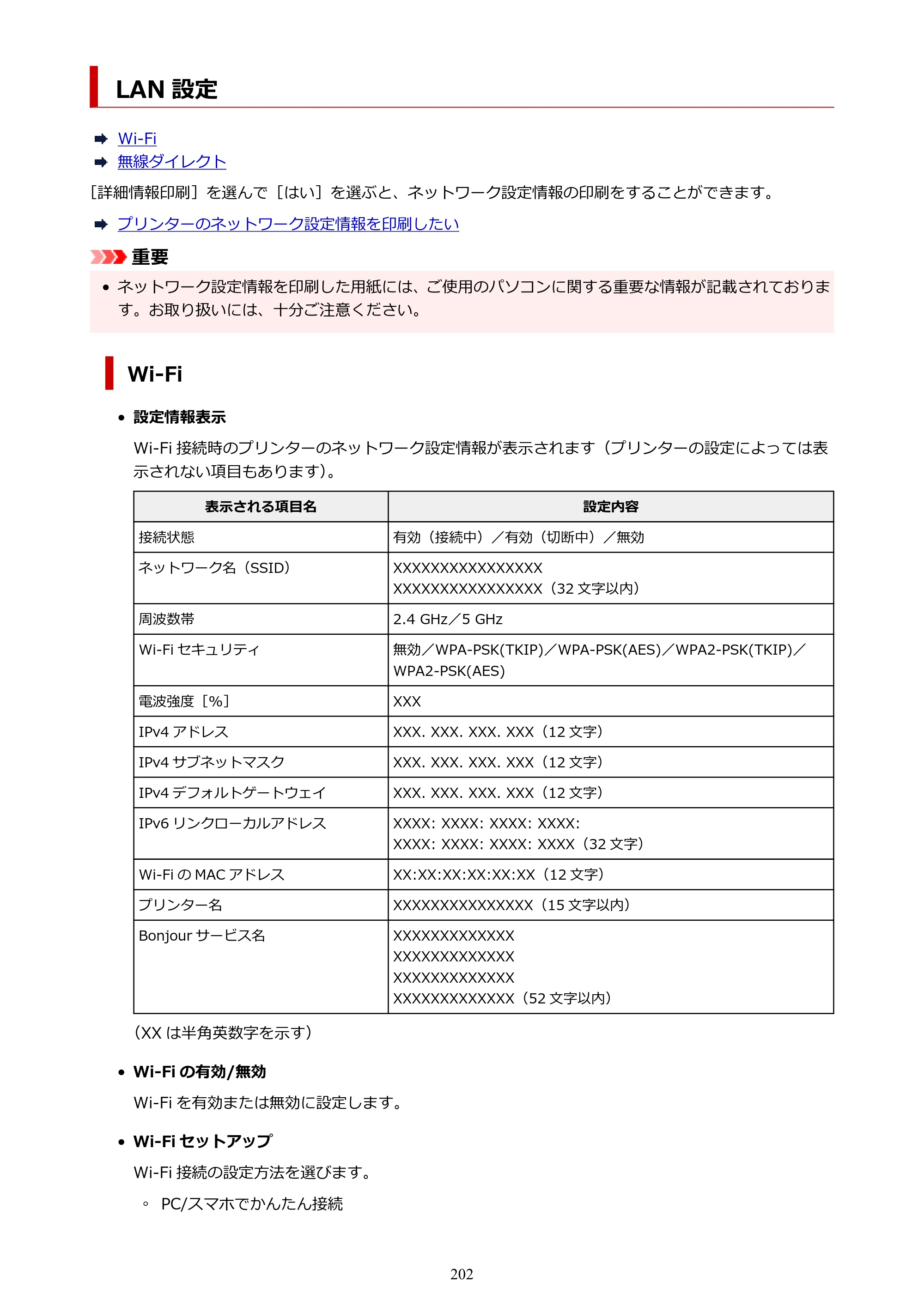 キヤノン PIXUS XK100 オンラインマニュアル PDF版（Windows版） — LAN 設定 — 原本ページ — 202ページ