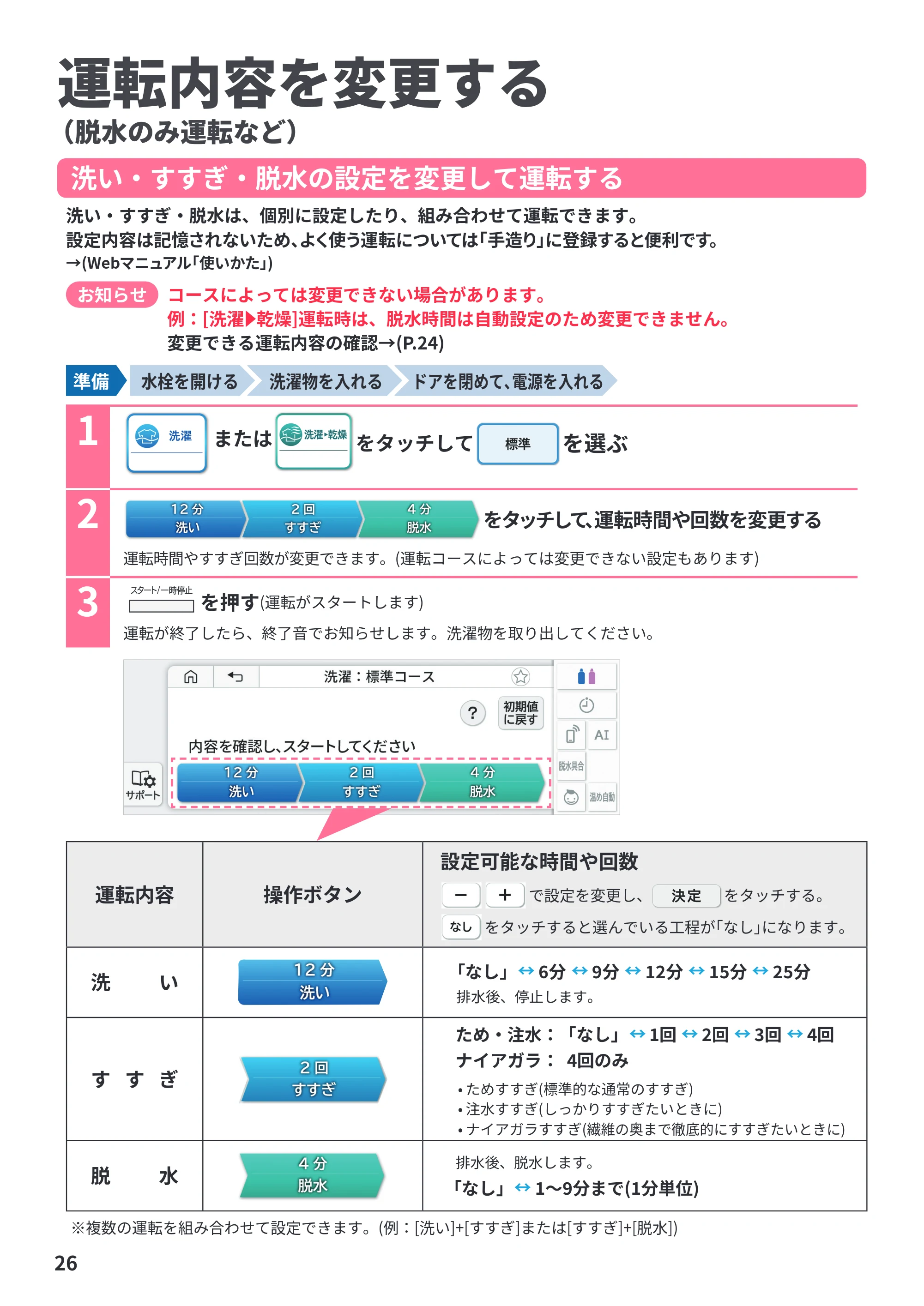 日立 BD-STX130PE6L / BD-STX130PE6R 取扱説明書 — 運転内容を変更する — 原本ページ — 26ページ