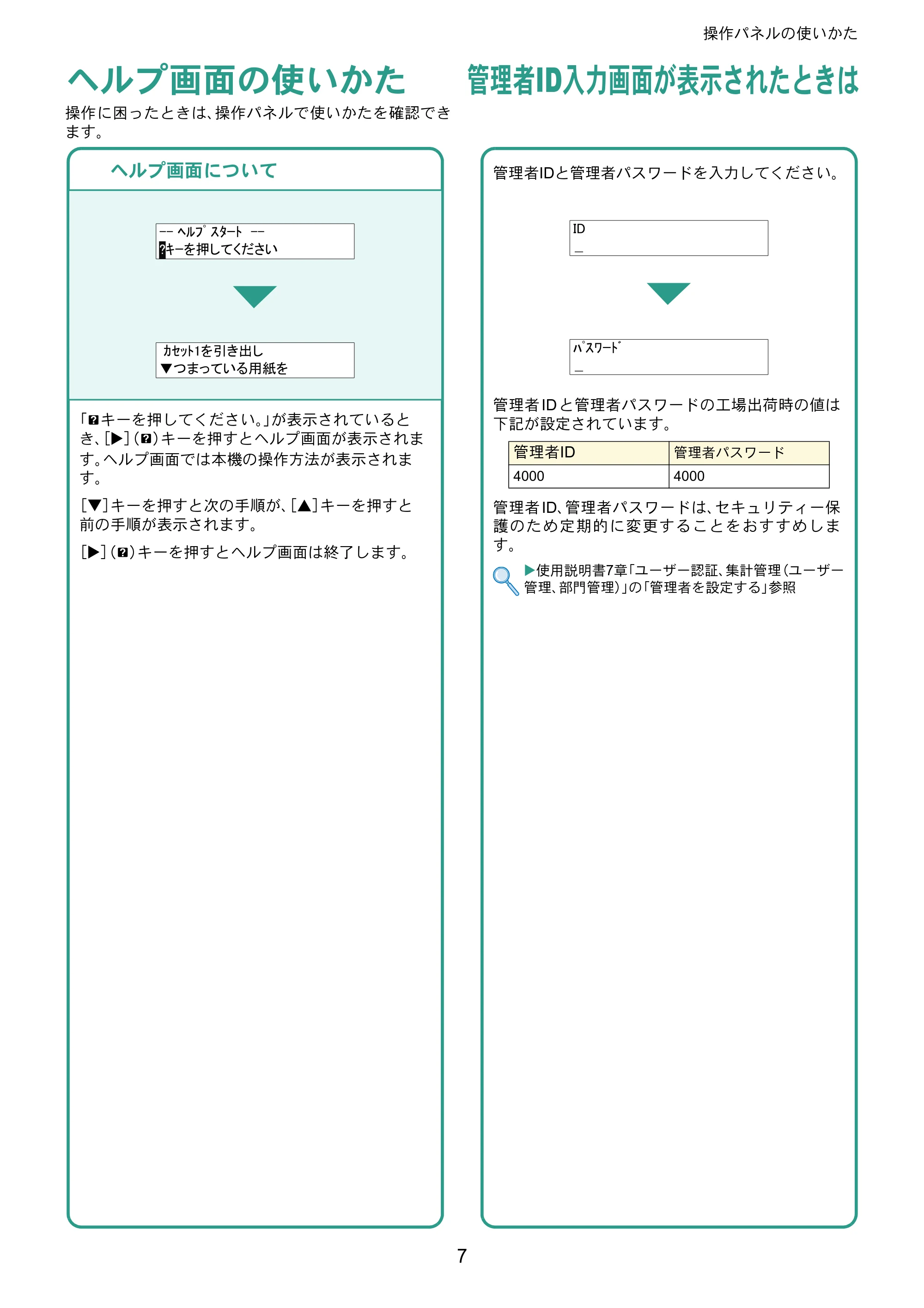 京セラ ECOSYS P2040dw ECOSYS P2040dw クイックガイド — ヘルプ画面の使いかた — 原本ページ — 7ページ