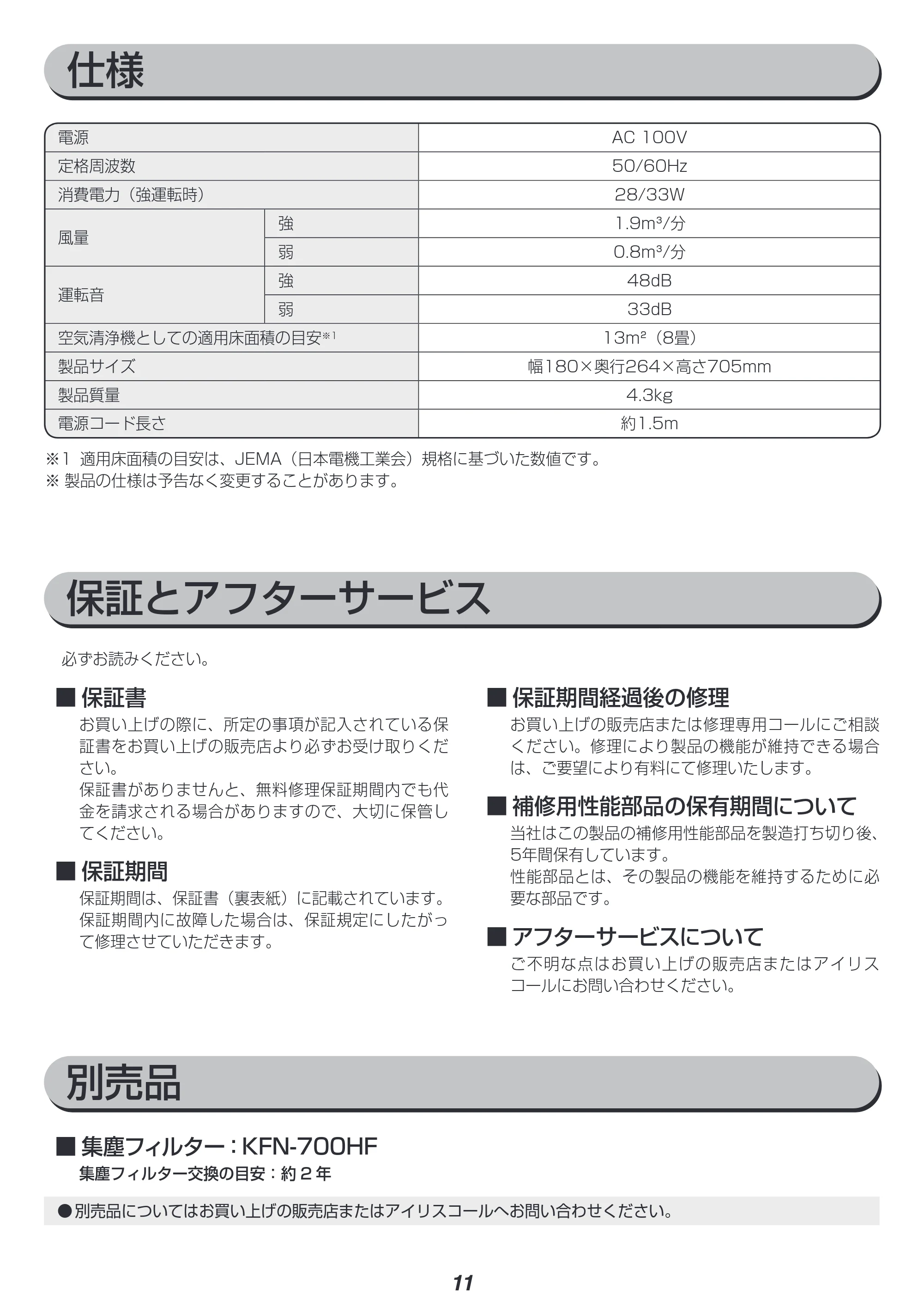 アイリスオーヤマ KFN-700 取扱説明書 — 原本ページ — 12ページ