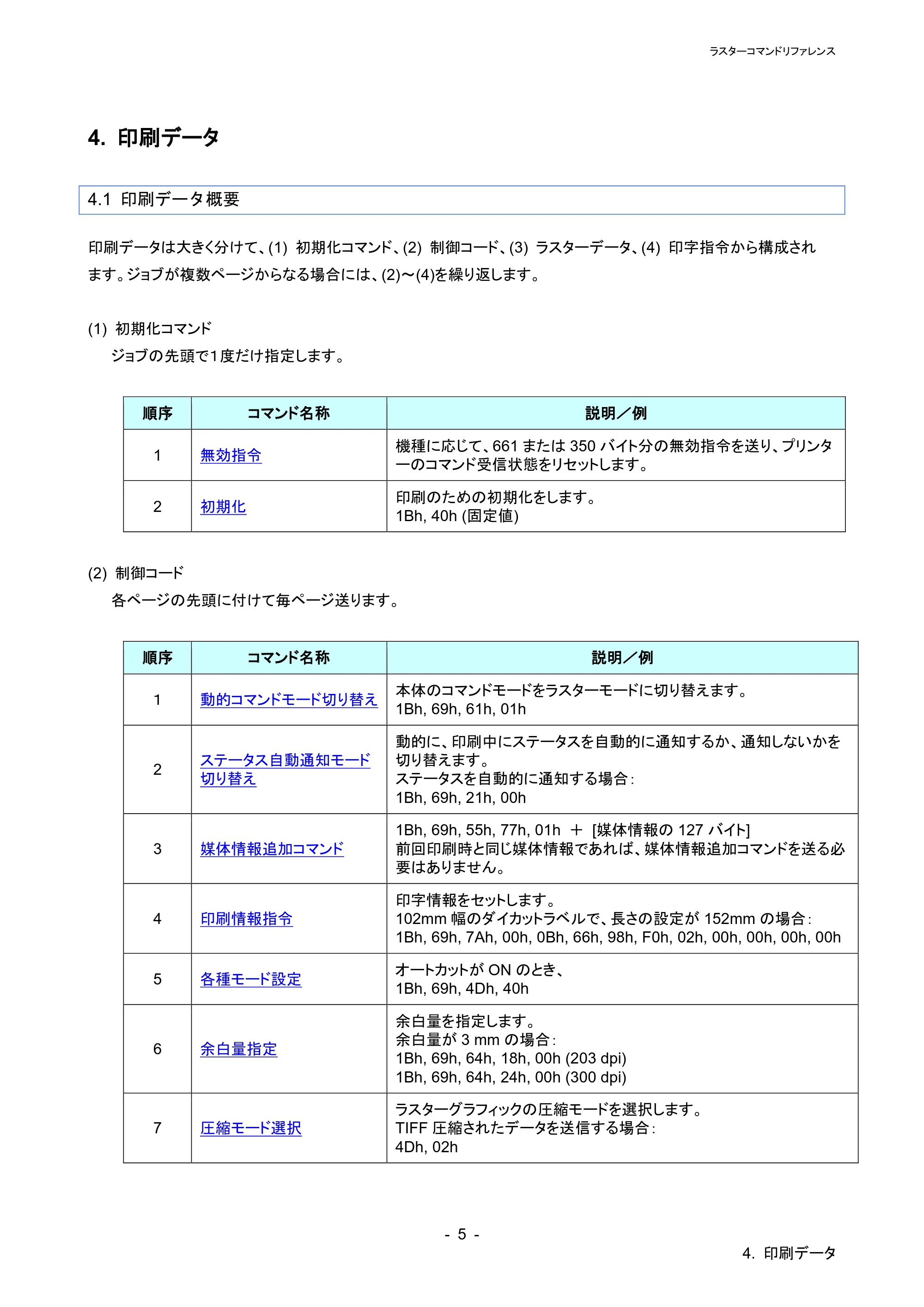 ブラザー TD-4210D / TD-4420DN / TD-4510D ラスターコマンドリファレンス — 原本ページ — 11ページ