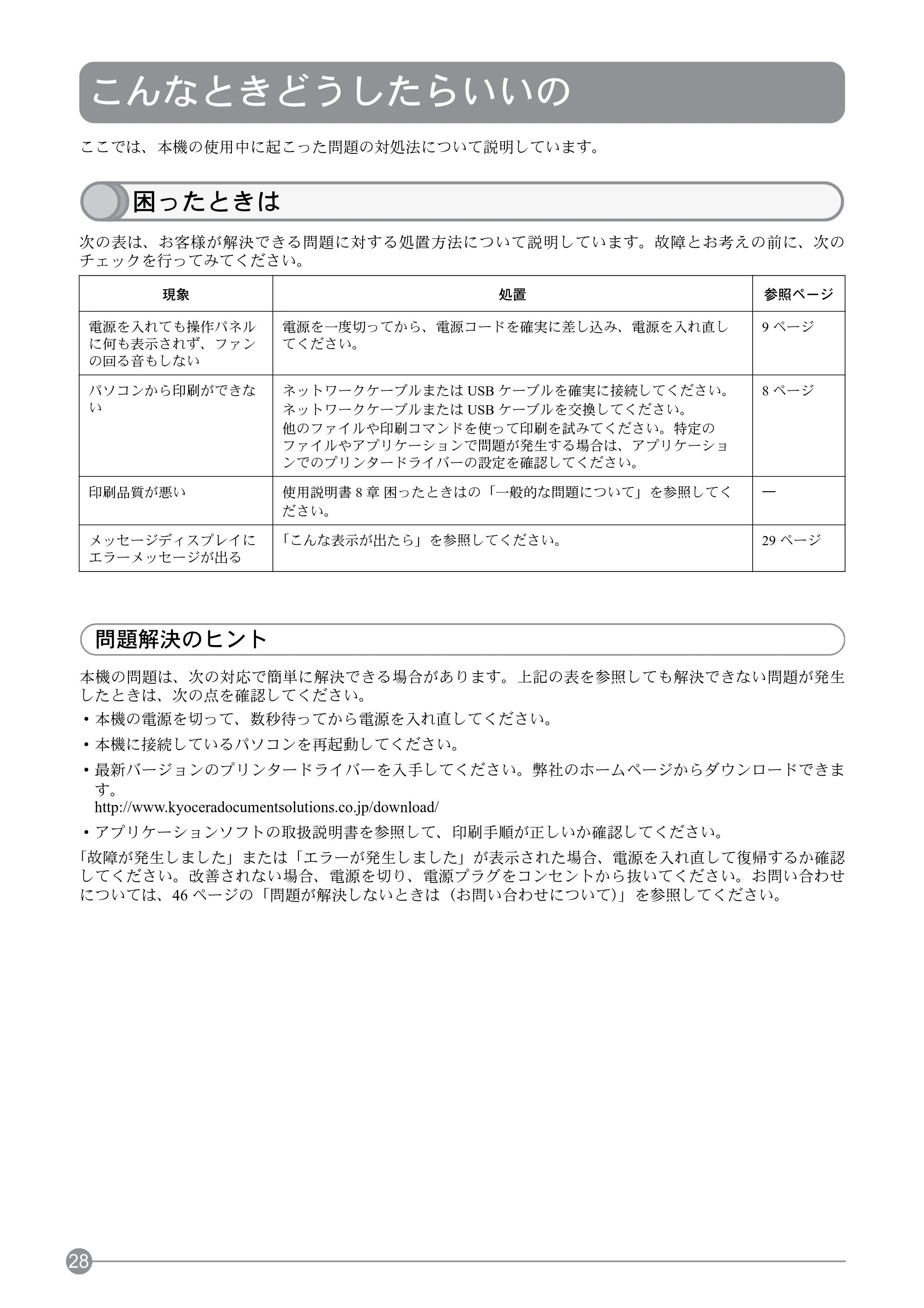 京セラ LS-C8650DN / LS-C8600DN LS-C8600DN/LS-C8650DN クイックインストールガイド — 紙づまりの処置 — 原本ページ — 30ページ
