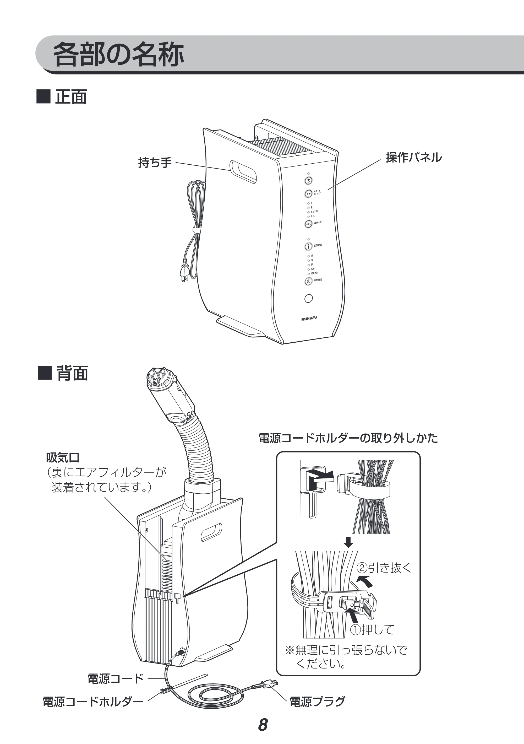 アイリスオーヤマ FK-RD1 取扱説明書 — 原本ページ — 8ページ