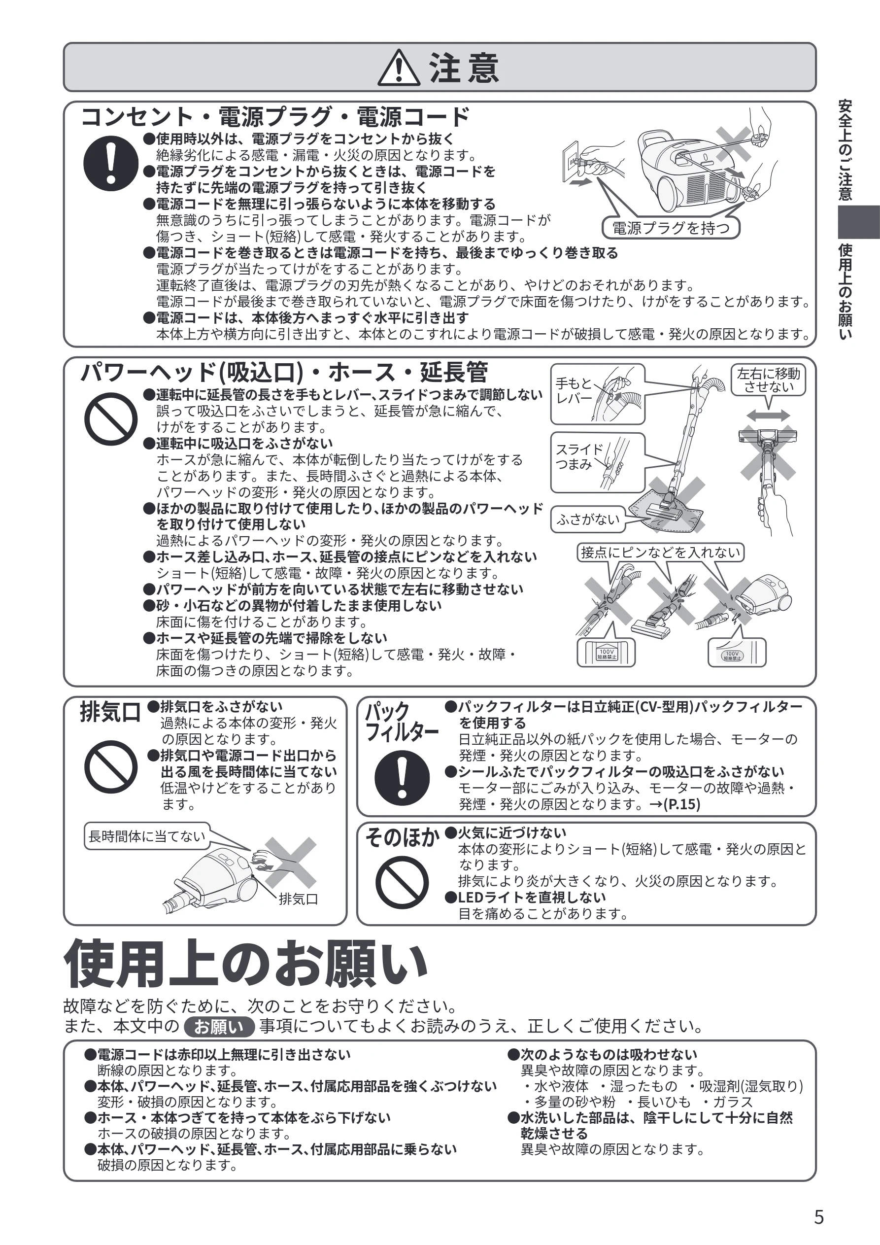 日立 CV-KP300R 取扱説明書 — 使用上のお願い — 図版 5-1 — 5ページ