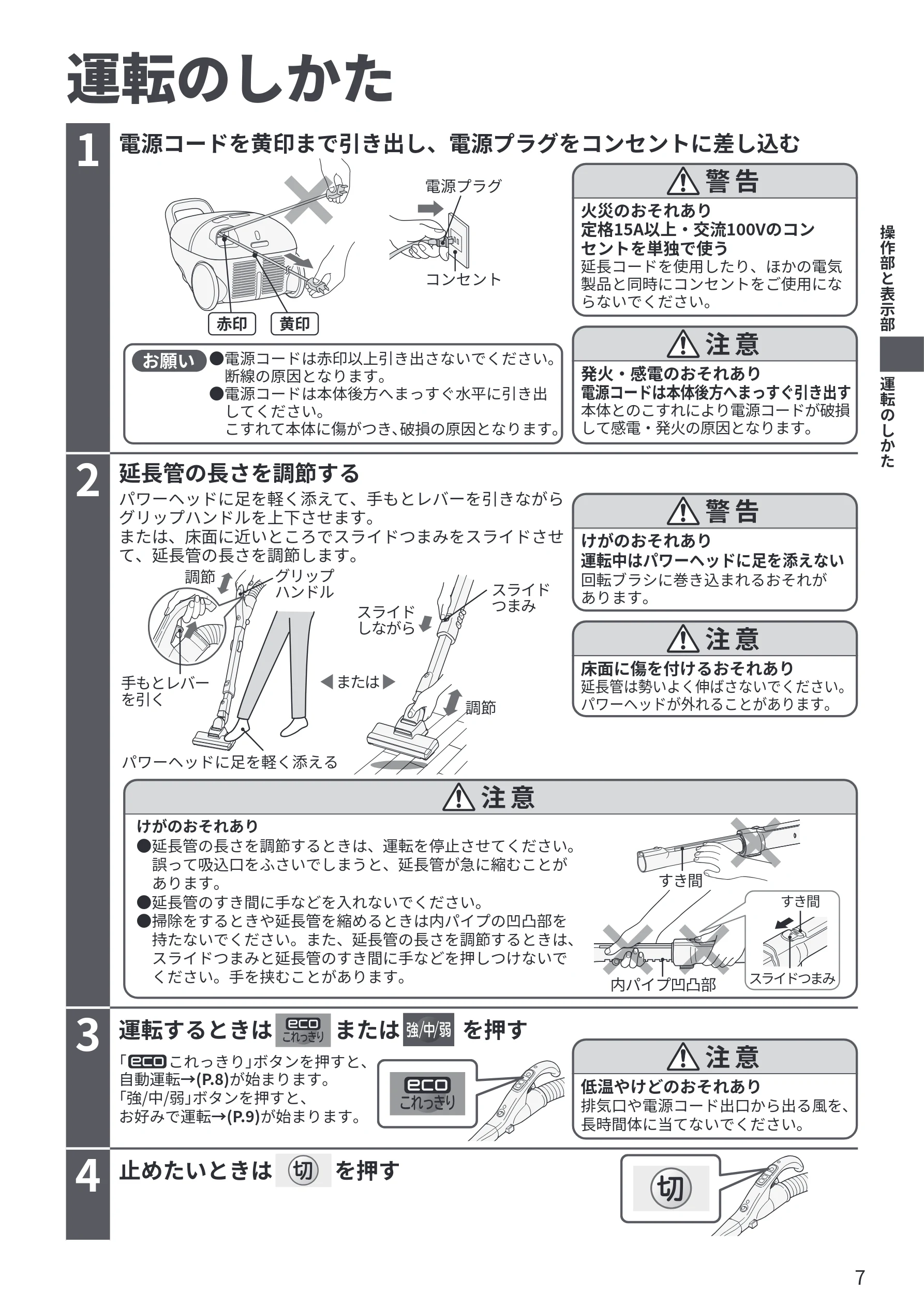 日立 CV-KP300R 取扱説明書 — 運転のしかた — 図版 7-1 — 7ページ