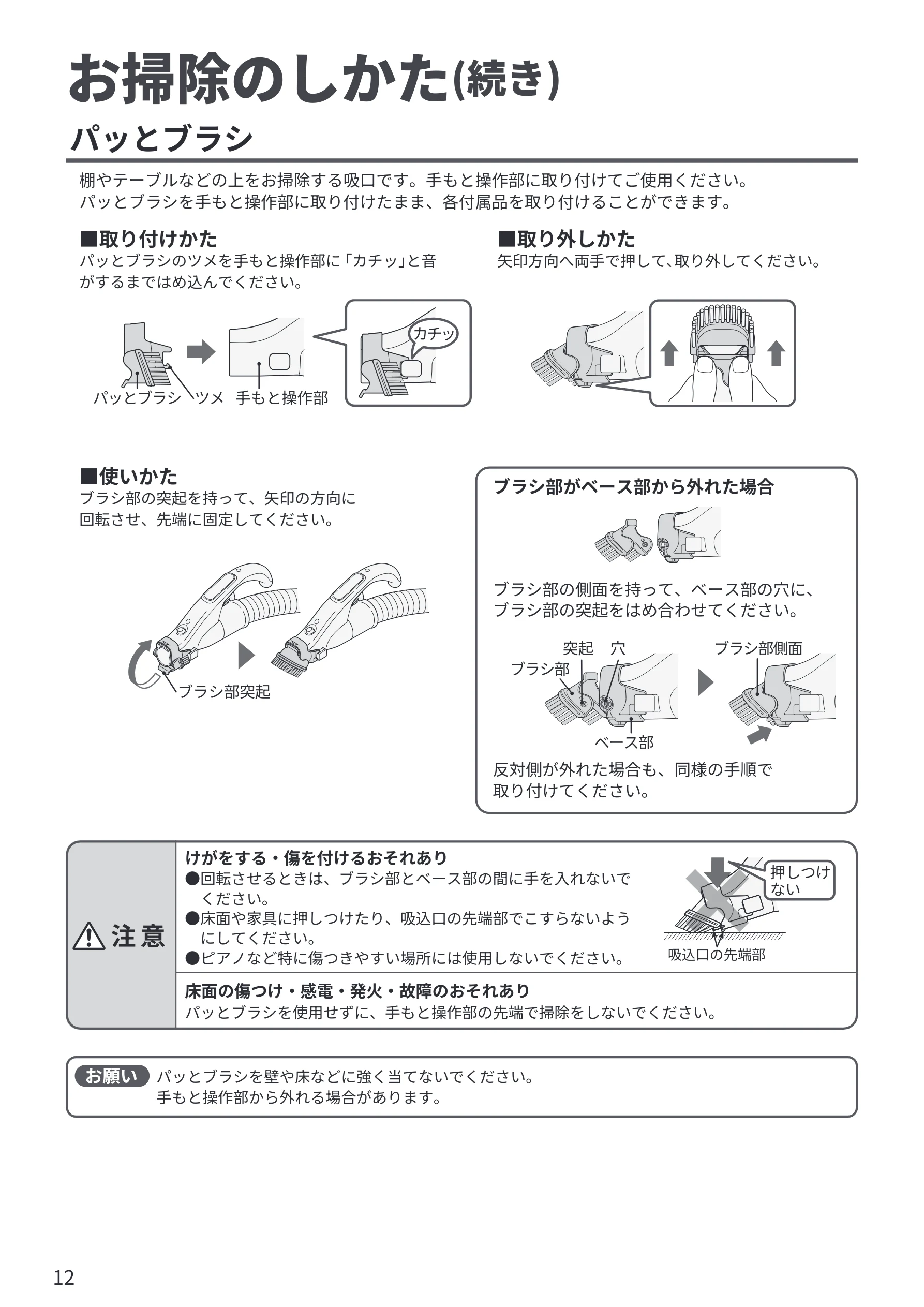 日立 CV-KP300R 取扱説明書 — お掃除のしかた(続き) — 図版 12-1 — 12ページ