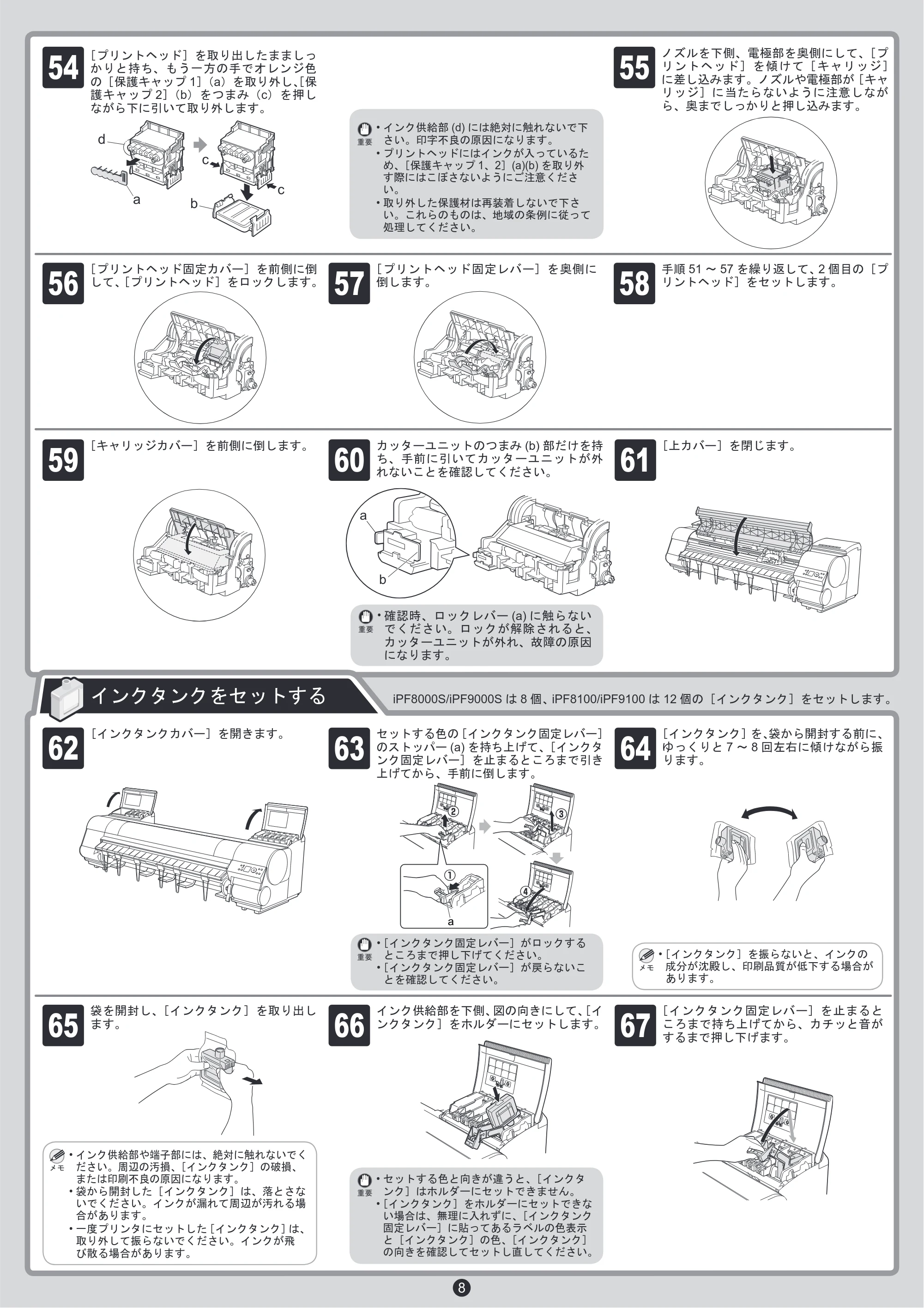 キヤノン iPF8000S/8100/9000S/9100 クイックスタートガイド （PDF形式／8.23Mバイト） — 原本ページ — 8ページ