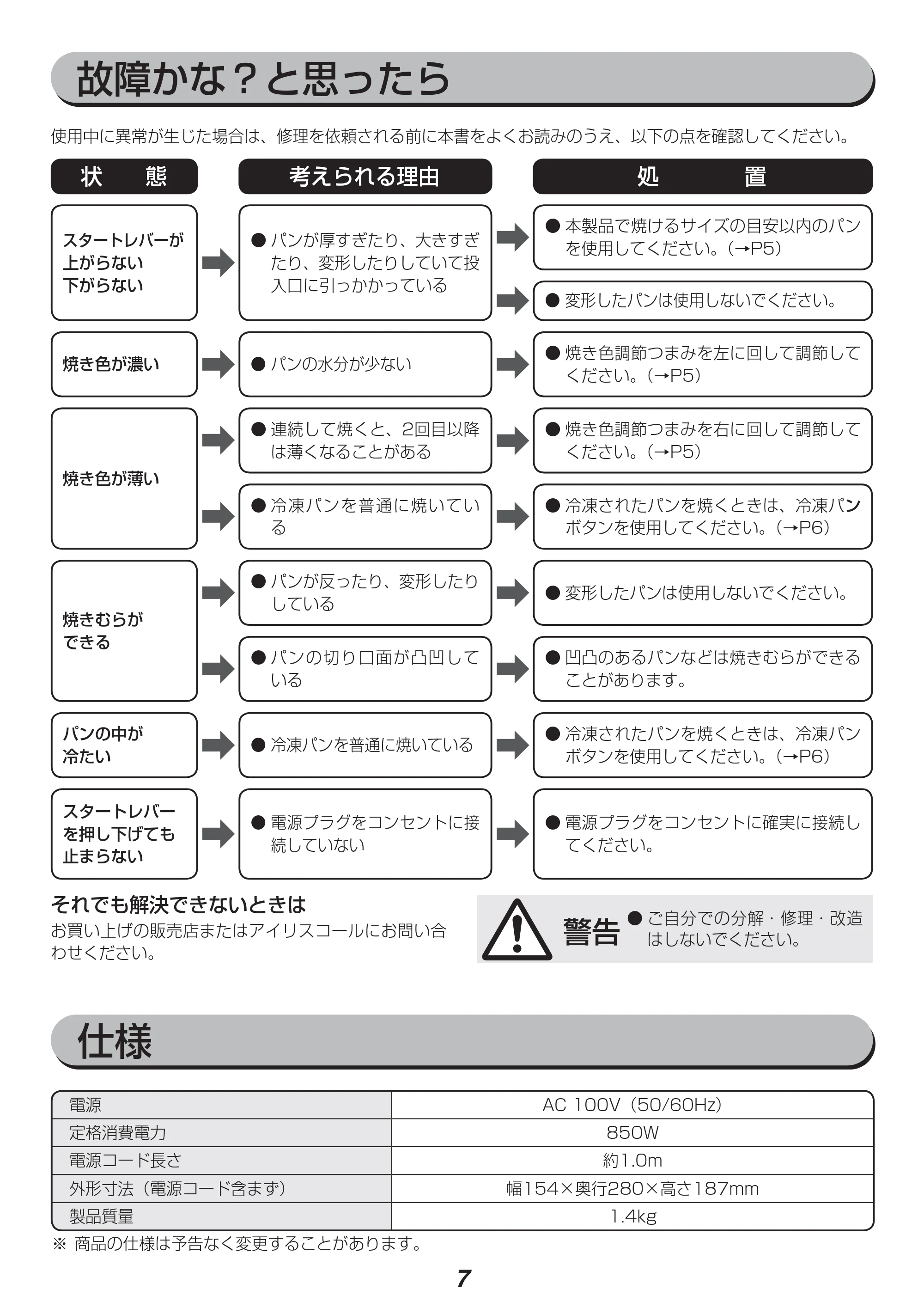 アイリスオーヤマ IPT-850 取扱説明書 — 原本ページ — 7ページ