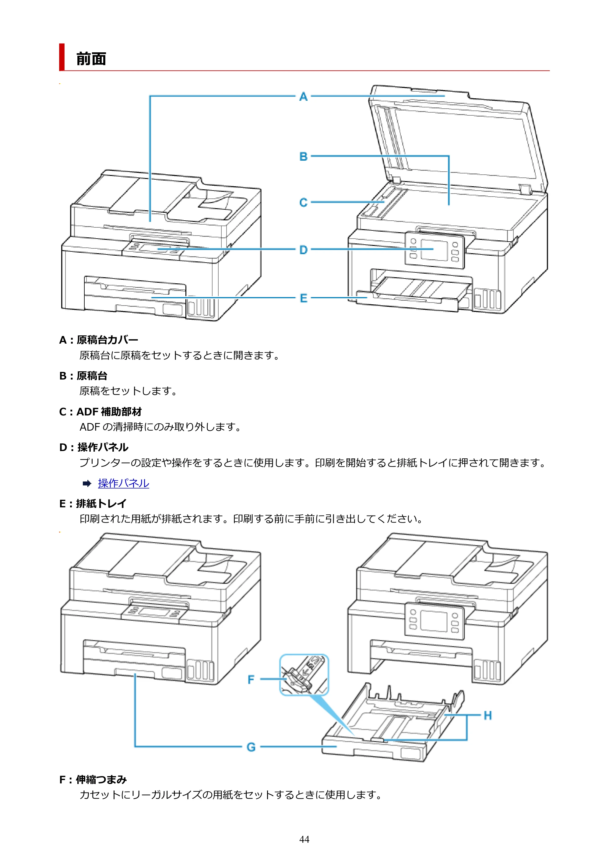 キヤノン GX2030 GX2030 (PDF) オンラインマニュアル 取扱説明書 2026年3月19日掲載（PDF：6.6MB） — 前面 — 原本ページ — 44ページ