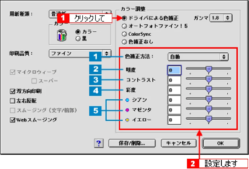 エプソン CL-760 プリンタ操作ガイド(Macintosh版) — 色を微調整して印刷 — 図版 26-3 — 26ページ