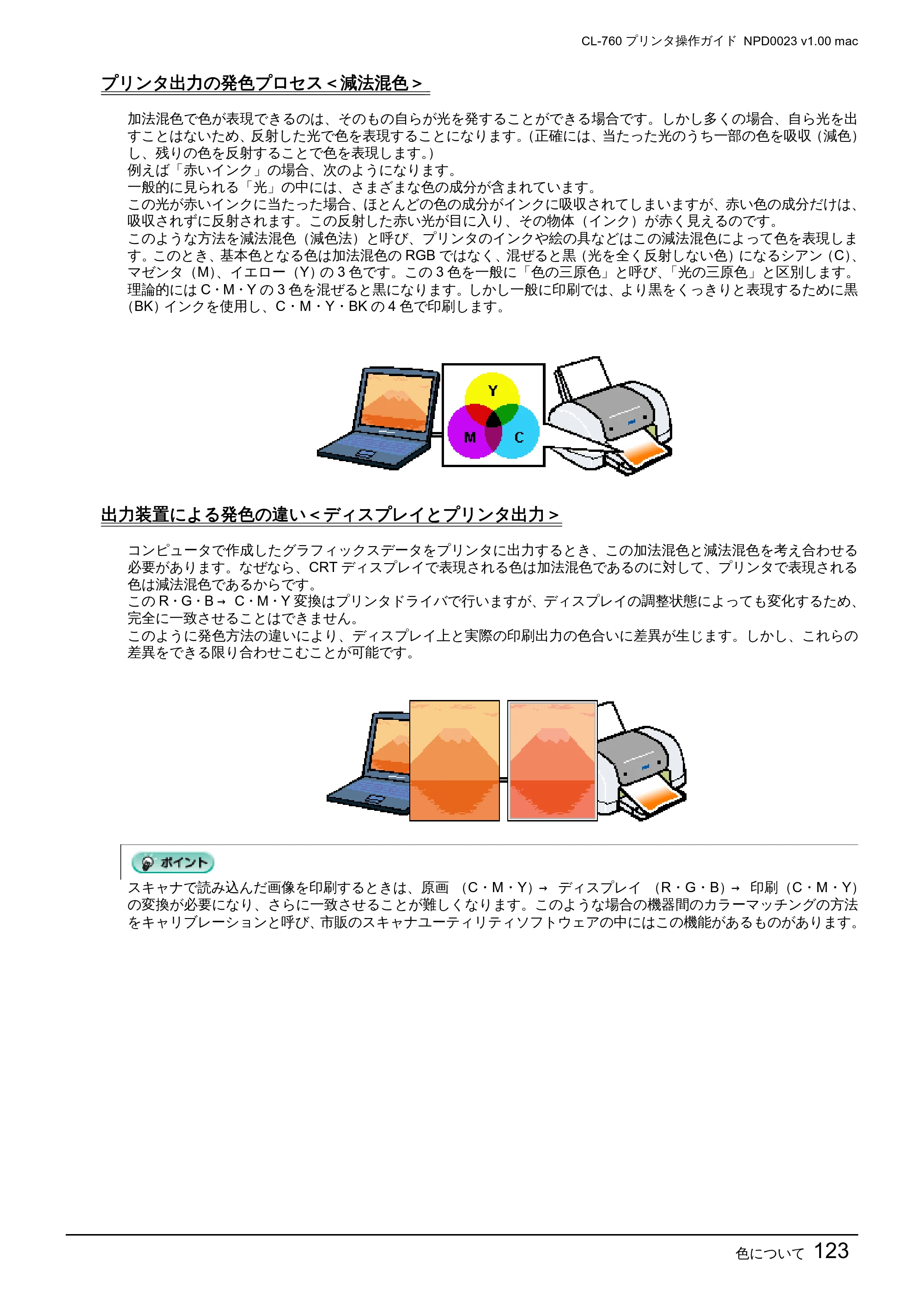 エプソン CL-760 プリンタ操作ガイド(Macintosh版) — 色について123 — 原本ページ — 123ページ