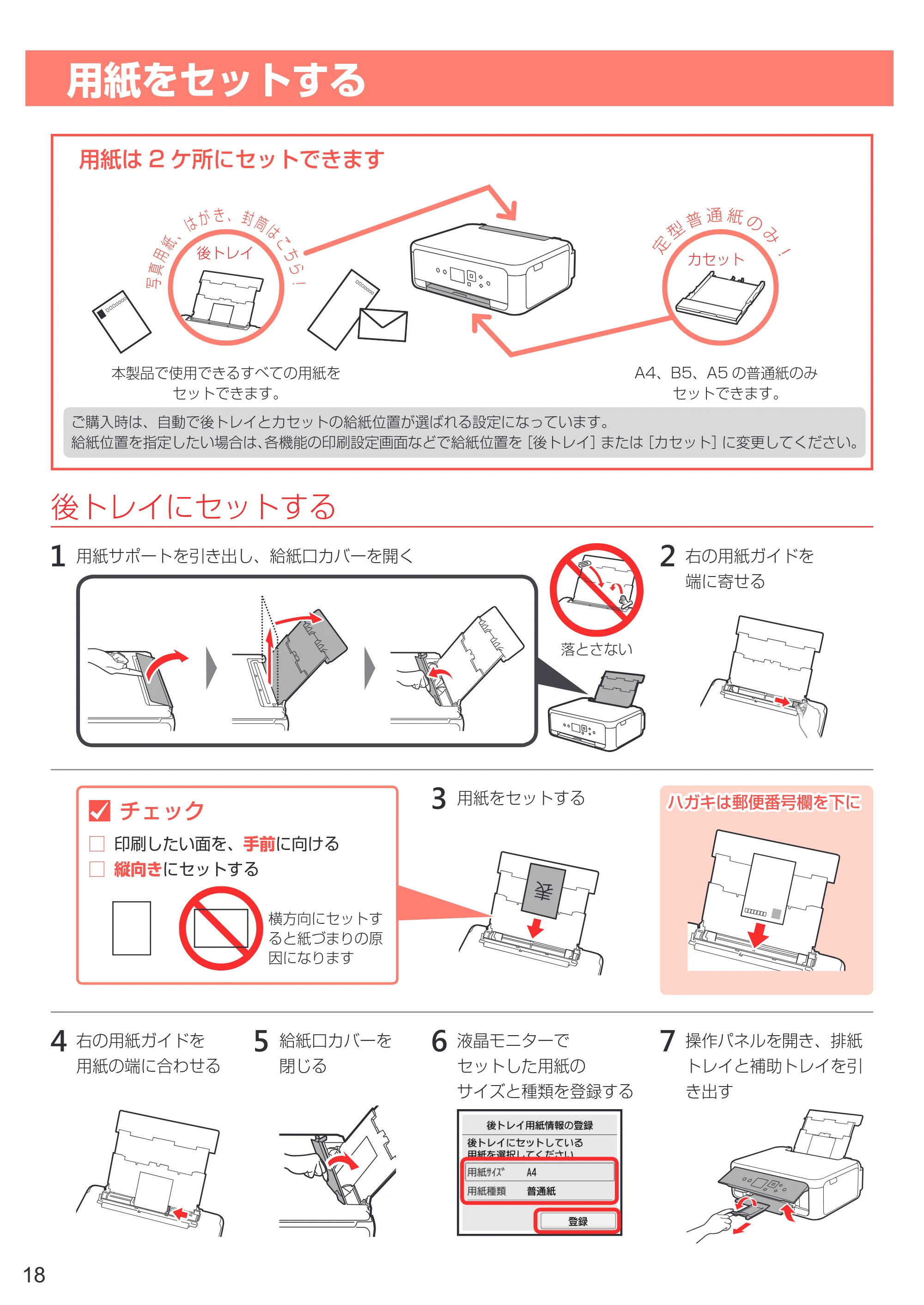 キヤノン PIXUS TS5130S/PIXUS TS5130 設置・基本操作マニュアル（PDF：6.37MB） — 用紙をセットする — 原本ページ — 20ページ