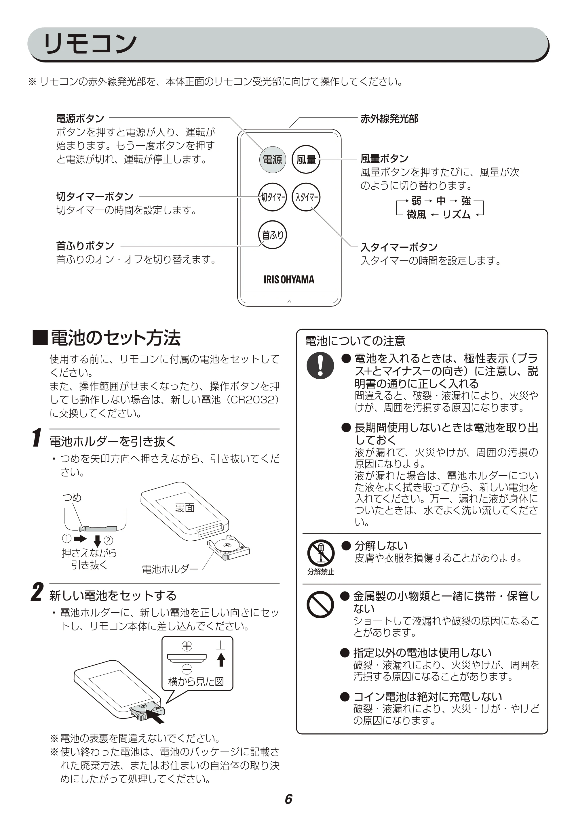 アイリスオーヤマ LFD-305L 取扱説明書 — 原本ページ — 6ページ