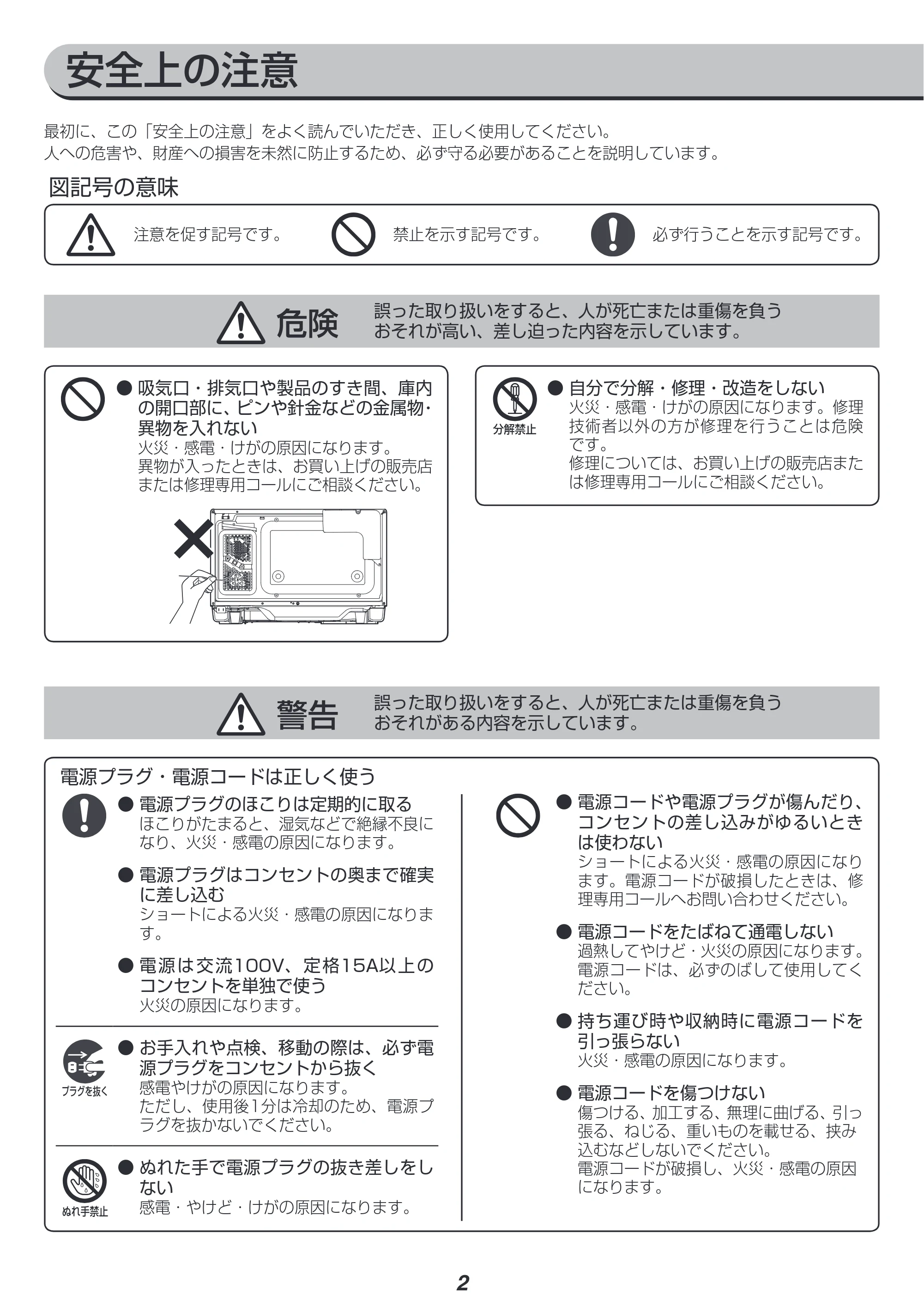 アイリスオーヤマ MS-YS3 取扱説明書 — 原本ページ — 2ページ