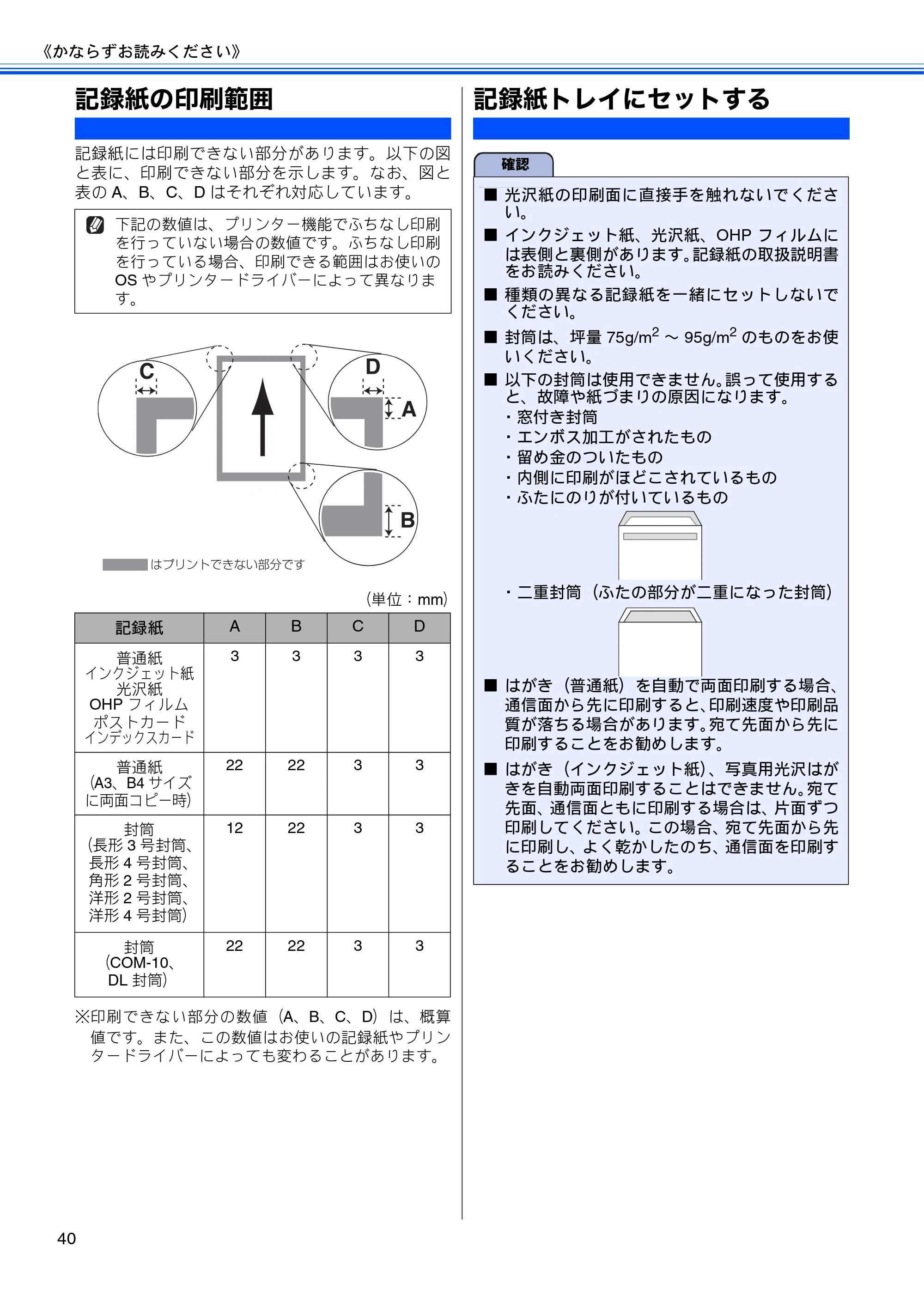 ブラザー MFC-J5910CDW ユーザーズガイド ~基本編~ — 記録紙の印刷範囲 — 原本ページ — 42ページ