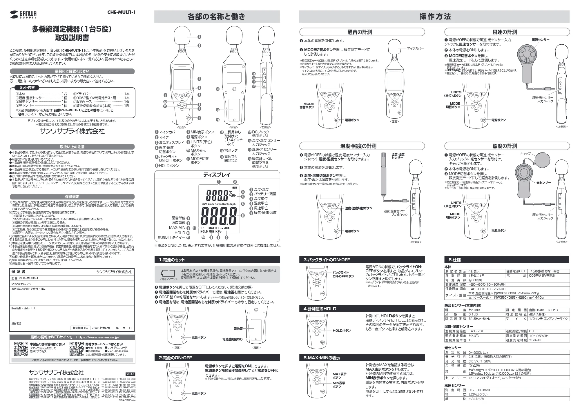 サンワサプライ CHE-MULTI-1 取扱説明書 — 原本ページ — 1ページ