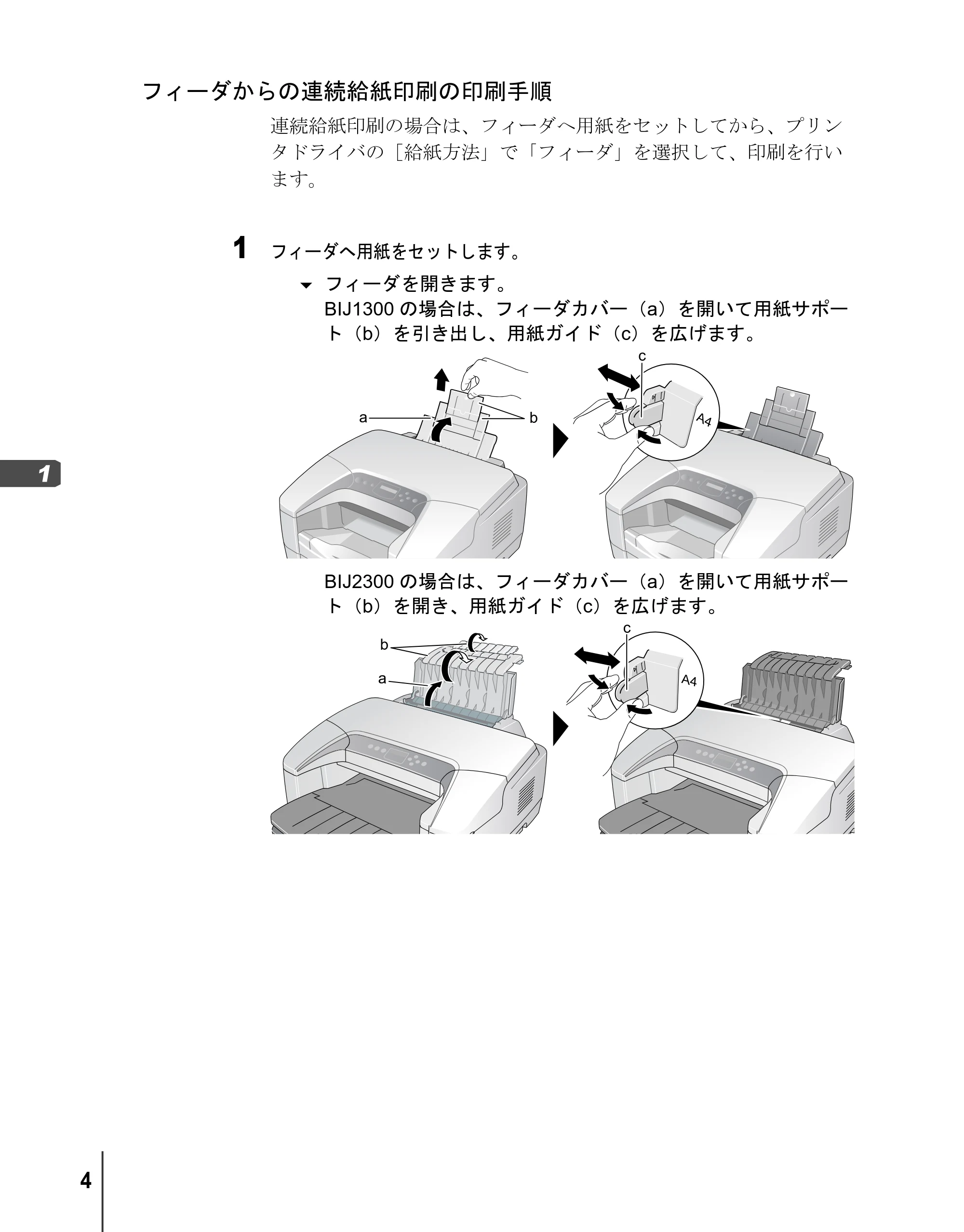 キヤノン BIJ2300/BIJ1300 リファレンスガイド （PDF形式／3.35Mバイト） — フィーダからの連続給紙印刷の印刷手順 — 原本ページ — 6ページ