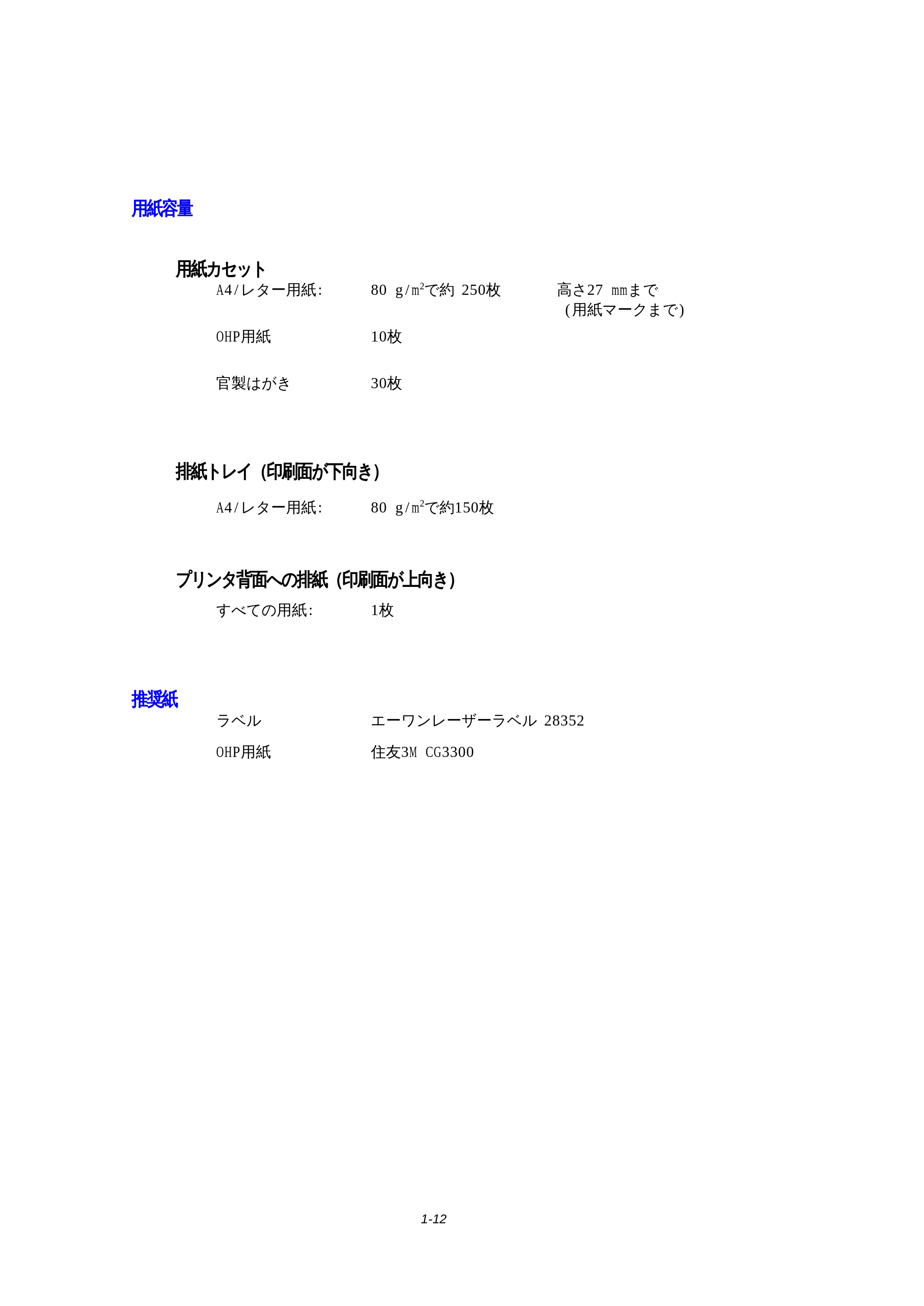 ブラザー HL-1270N 取扱説明書(本体) — 用紙容量 — 原本ページ — 24ページ