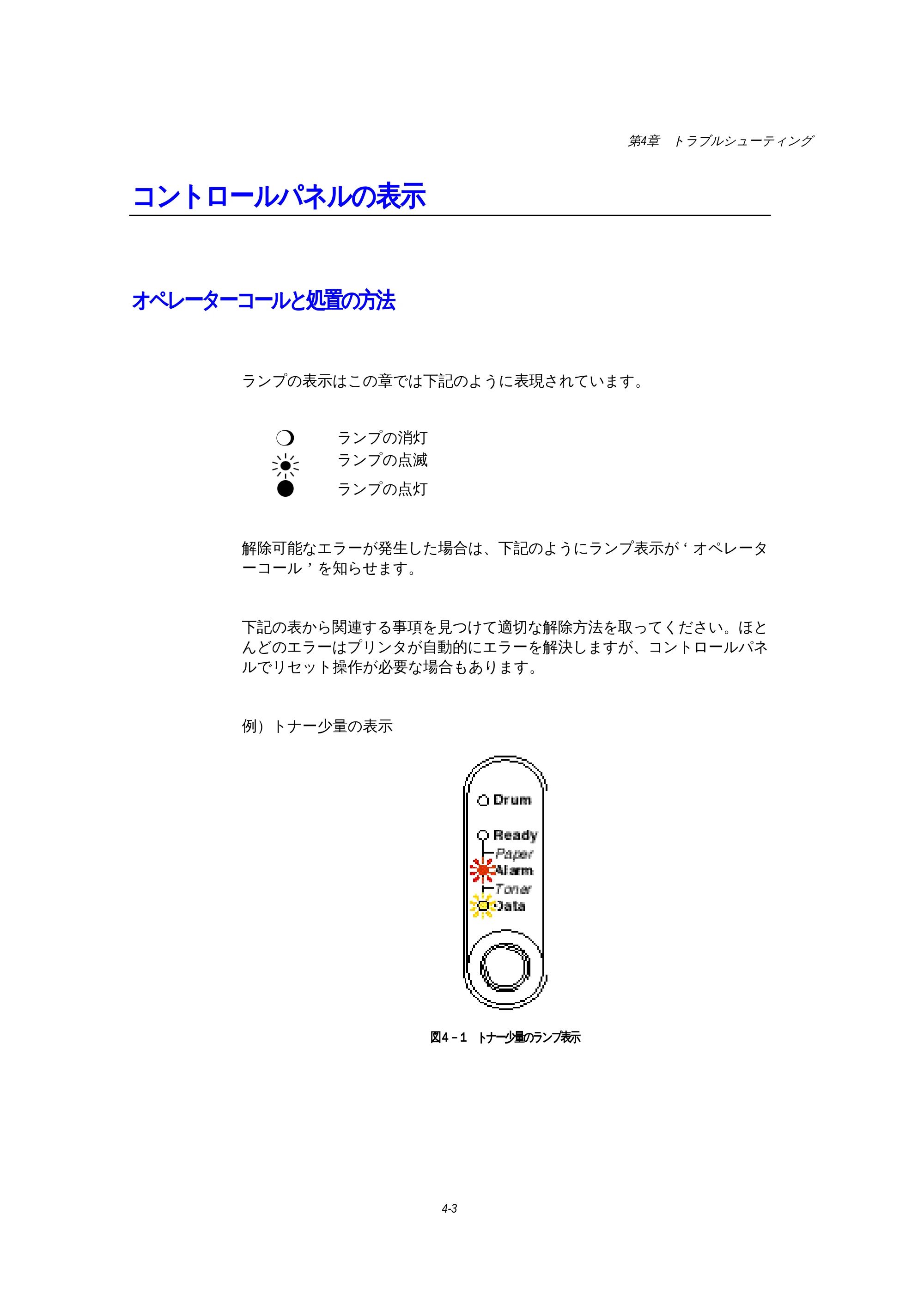 ブラザー HL-1270N 取扱説明書(本体) — コントロールパネルの表示 — 原本ページ — 76ページ