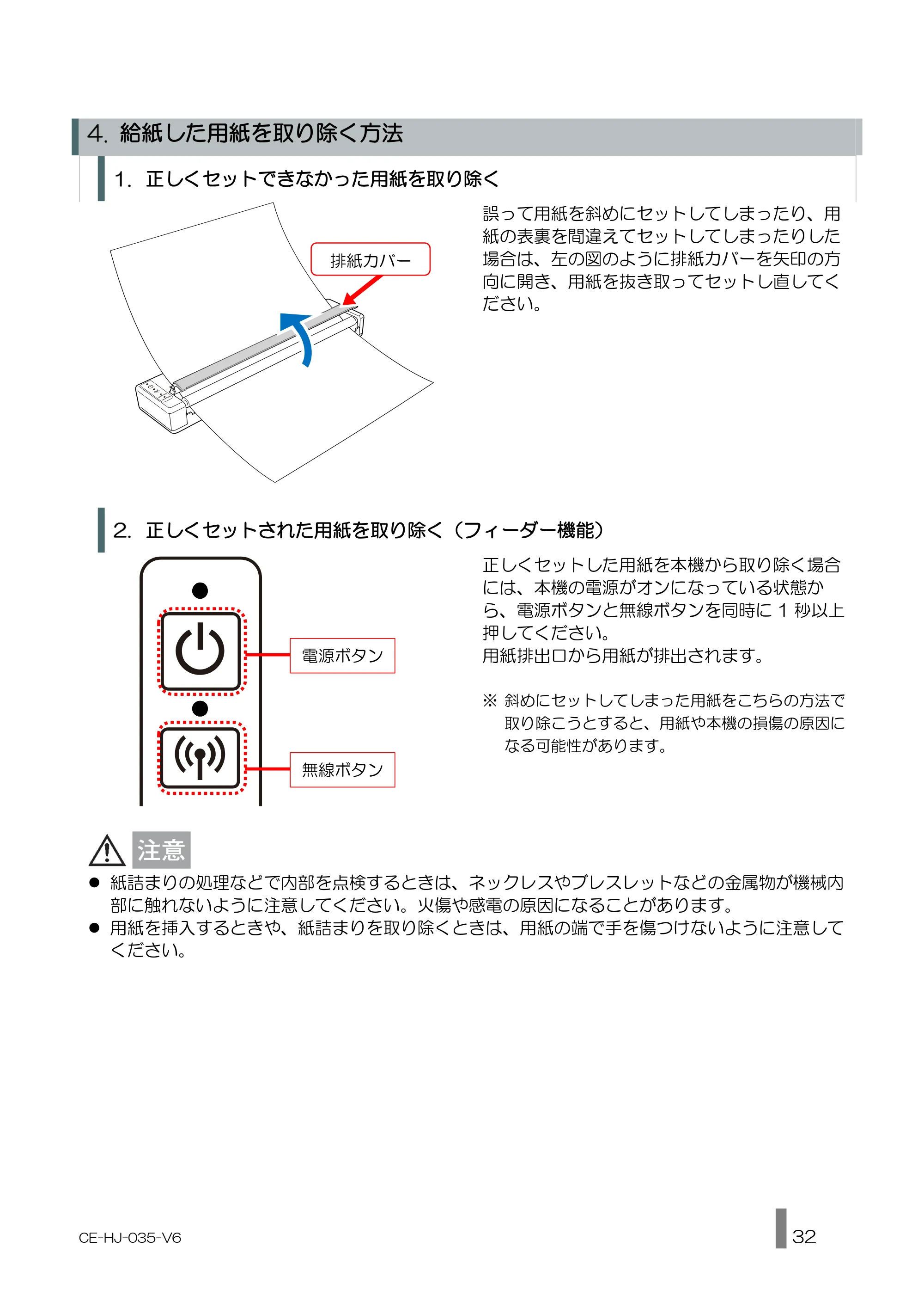 キヤノン BP-F400 使用説明書 2026年8月27日更新（PDF：1.66MB） — 正しくセットできなかった用紙を取り除く — 原本ページ — 32ページ