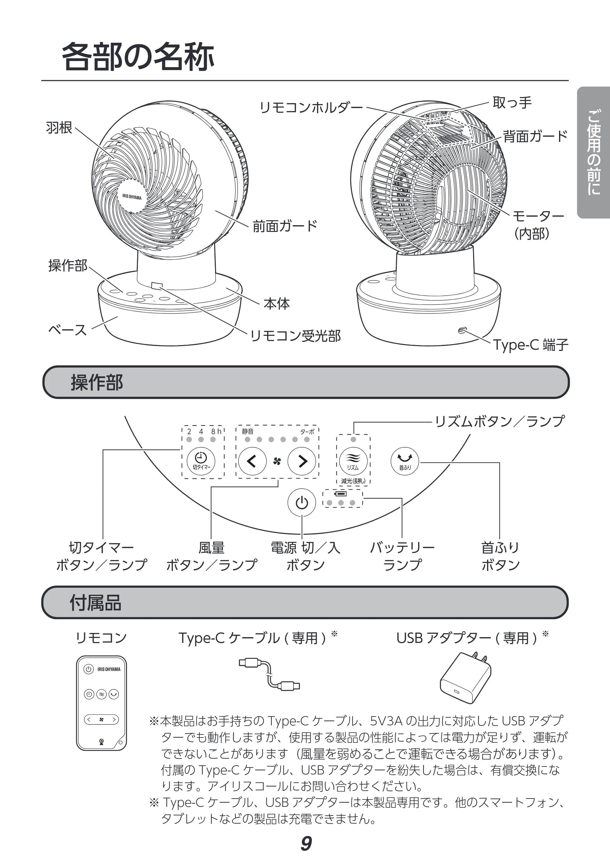 アイリスオーヤマ PCF-SD15CH 取扱説明書 — 原本ページ — 9ページ