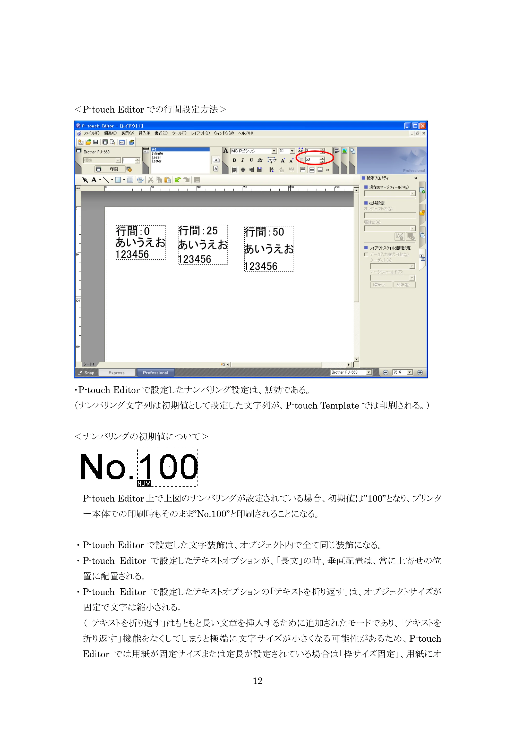 ブラザー PJ-623 / PJ-663 P-touch テンプレートマニュアル / コマンドリファレンス — 原本ページ — 12ページ