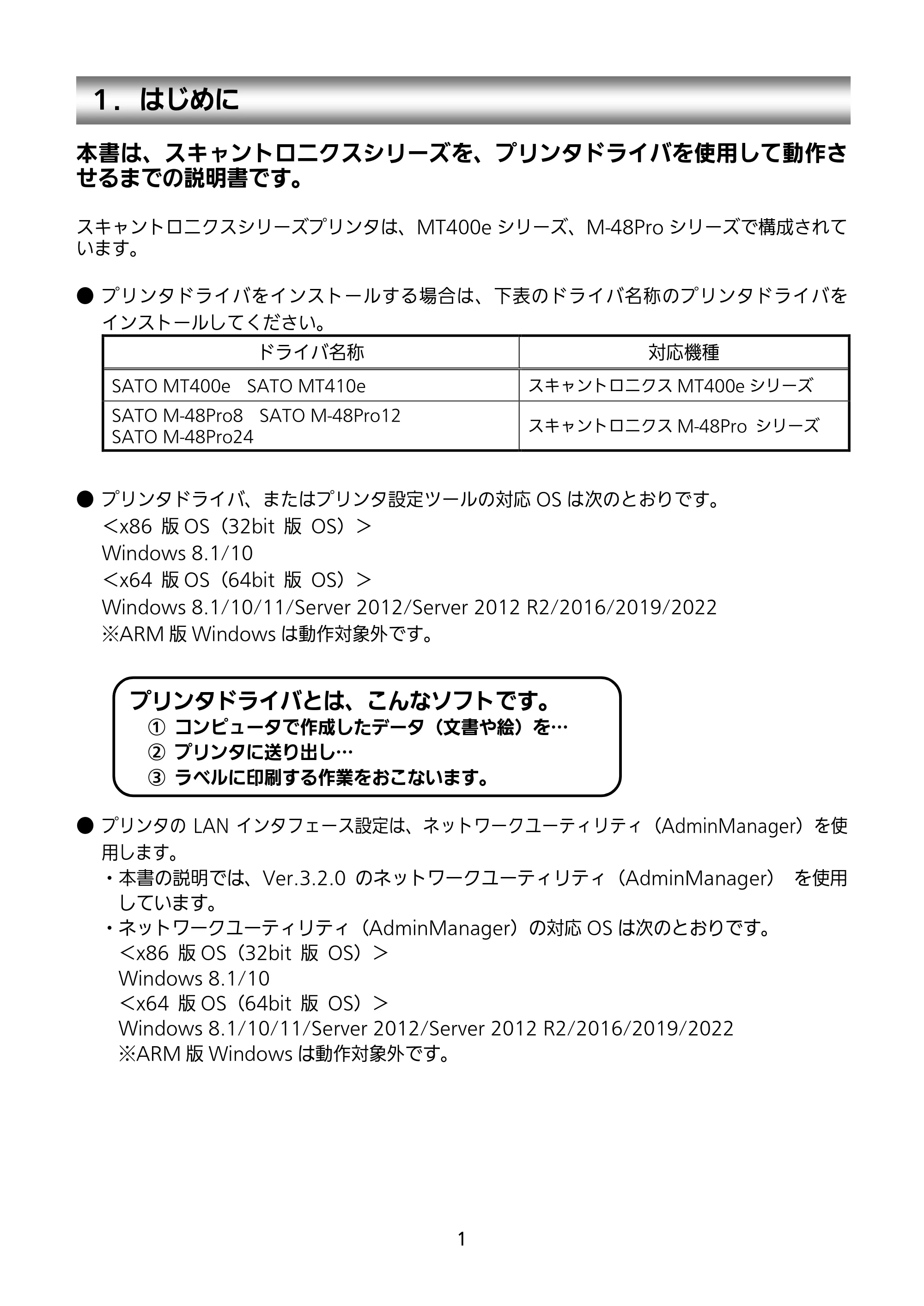 サトー MT400e / 410e セットアップガイド（第9版） — １．はじめに — 原本ページ — 2ページ