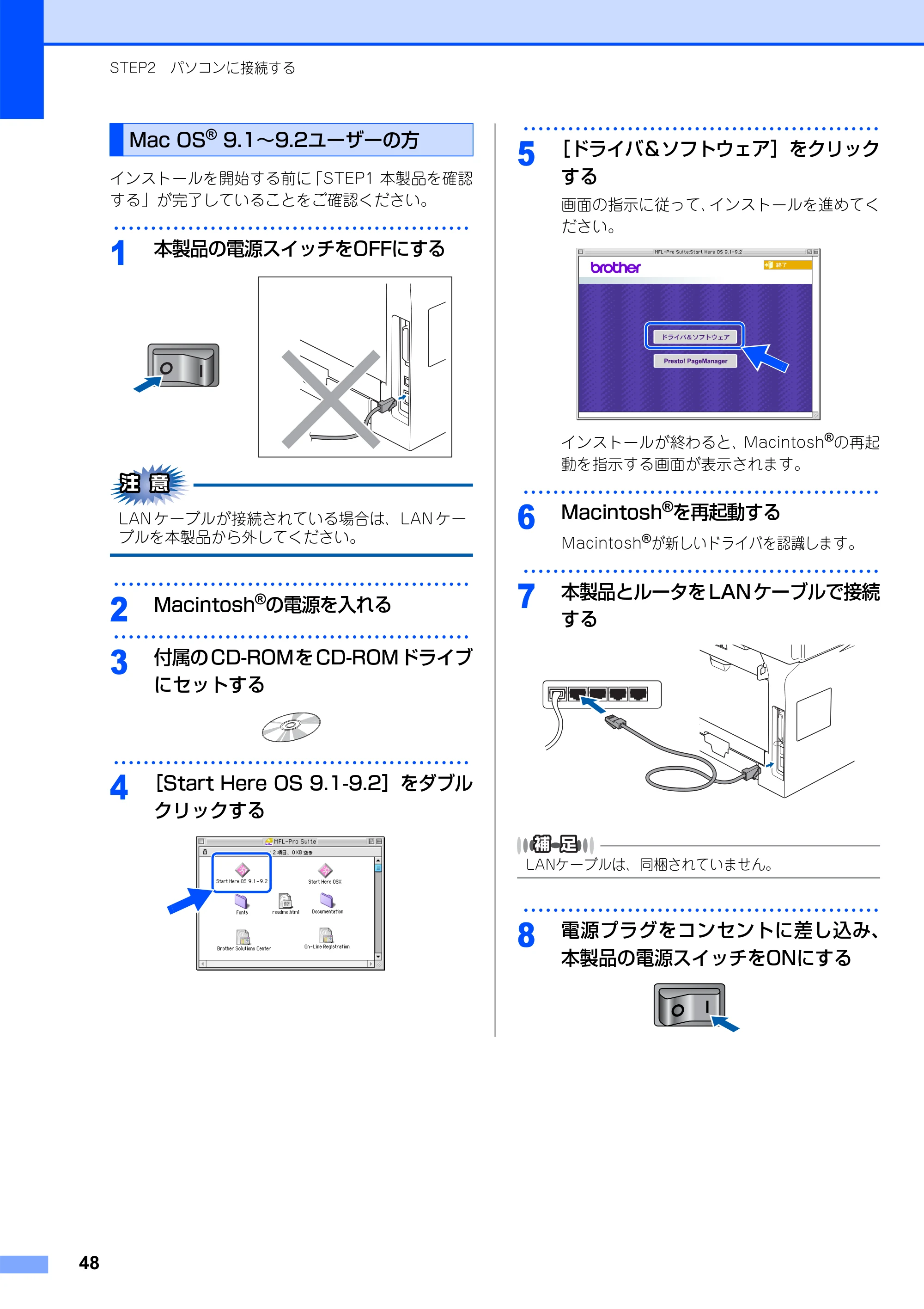 ブラザー MFC-8660DN かんたん設置ガイド — Mac OS(R) 9.1〜9.2ユーザーの方 — 原本ページ — 49ページ