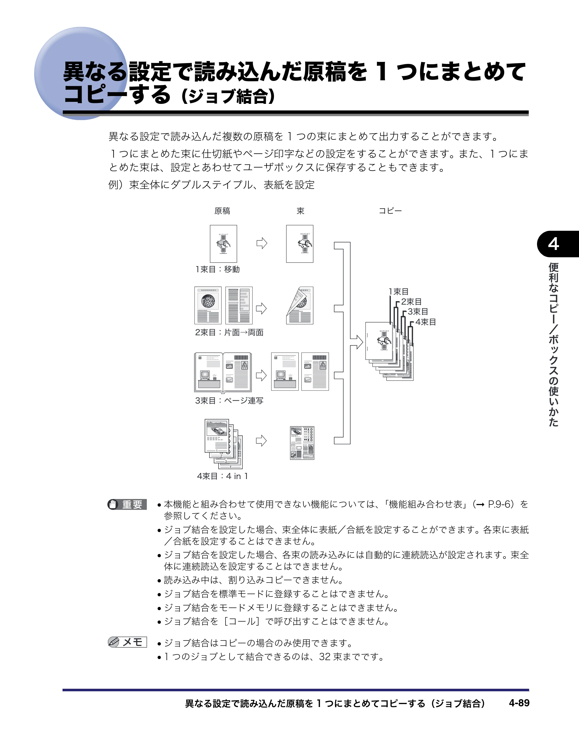 キヤノン iR C2550F コピー／ボックスガイド （PDF形式／15.77Mバイト） — 異なる設定で読み込んだ原稿を1つにまとめて コピーする（ジョブ結合） — 原本ページ — 245ページ