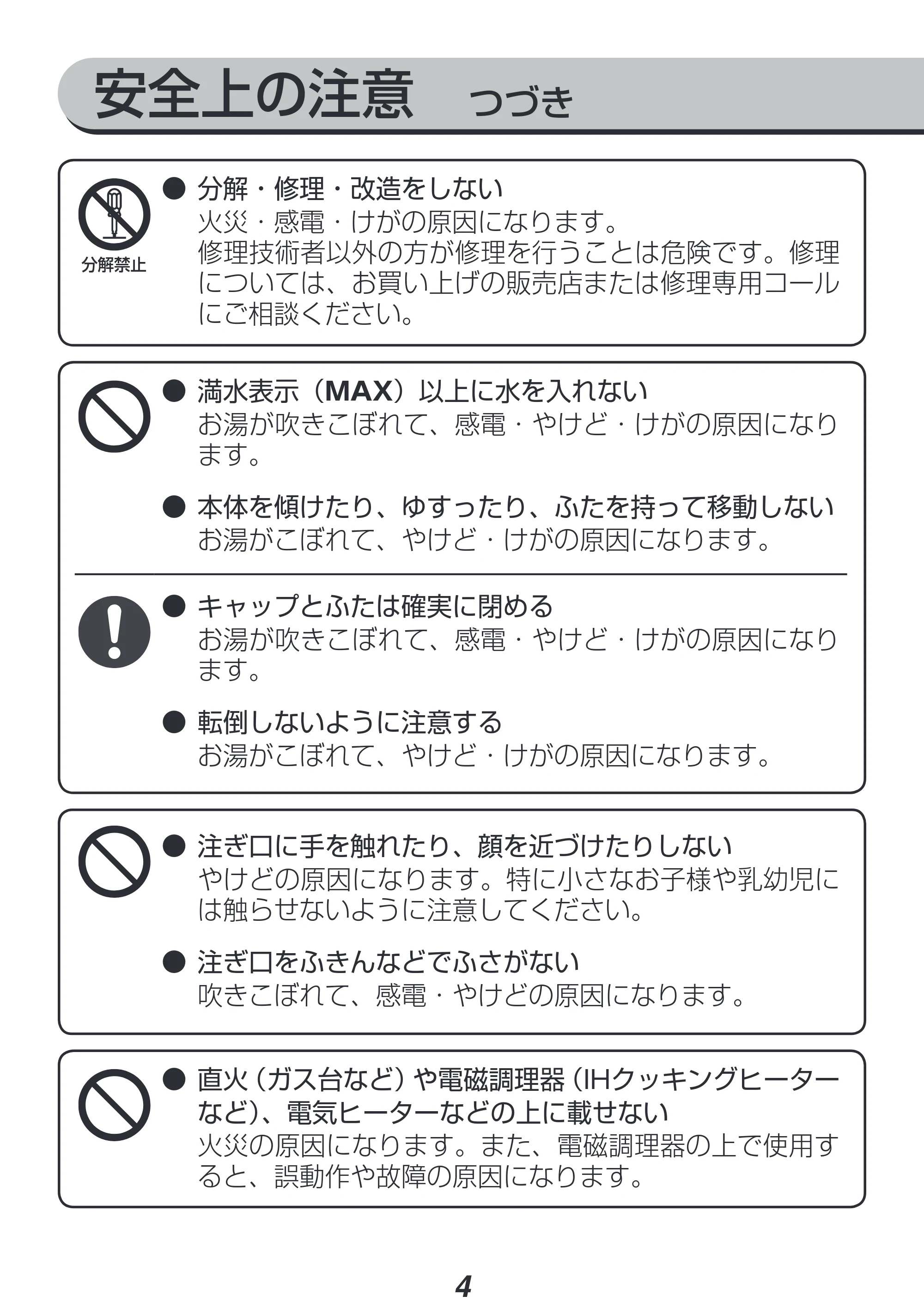 アイリスオーヤマ IKE-G1500T 取扱説明書 — 原本ページ — 4ページ