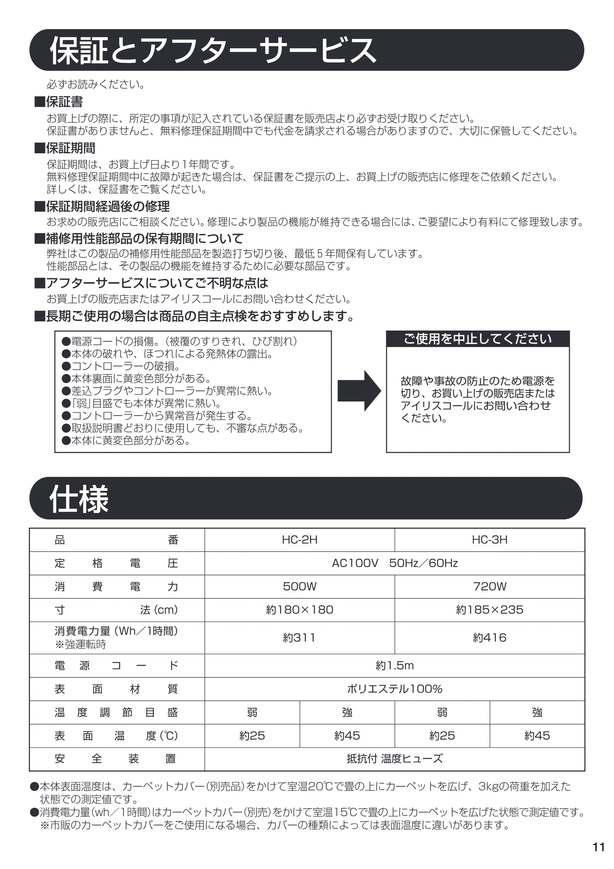 アイリスオーヤマ SHC-3H 取扱説明書 — 原本ページ — 11ページ