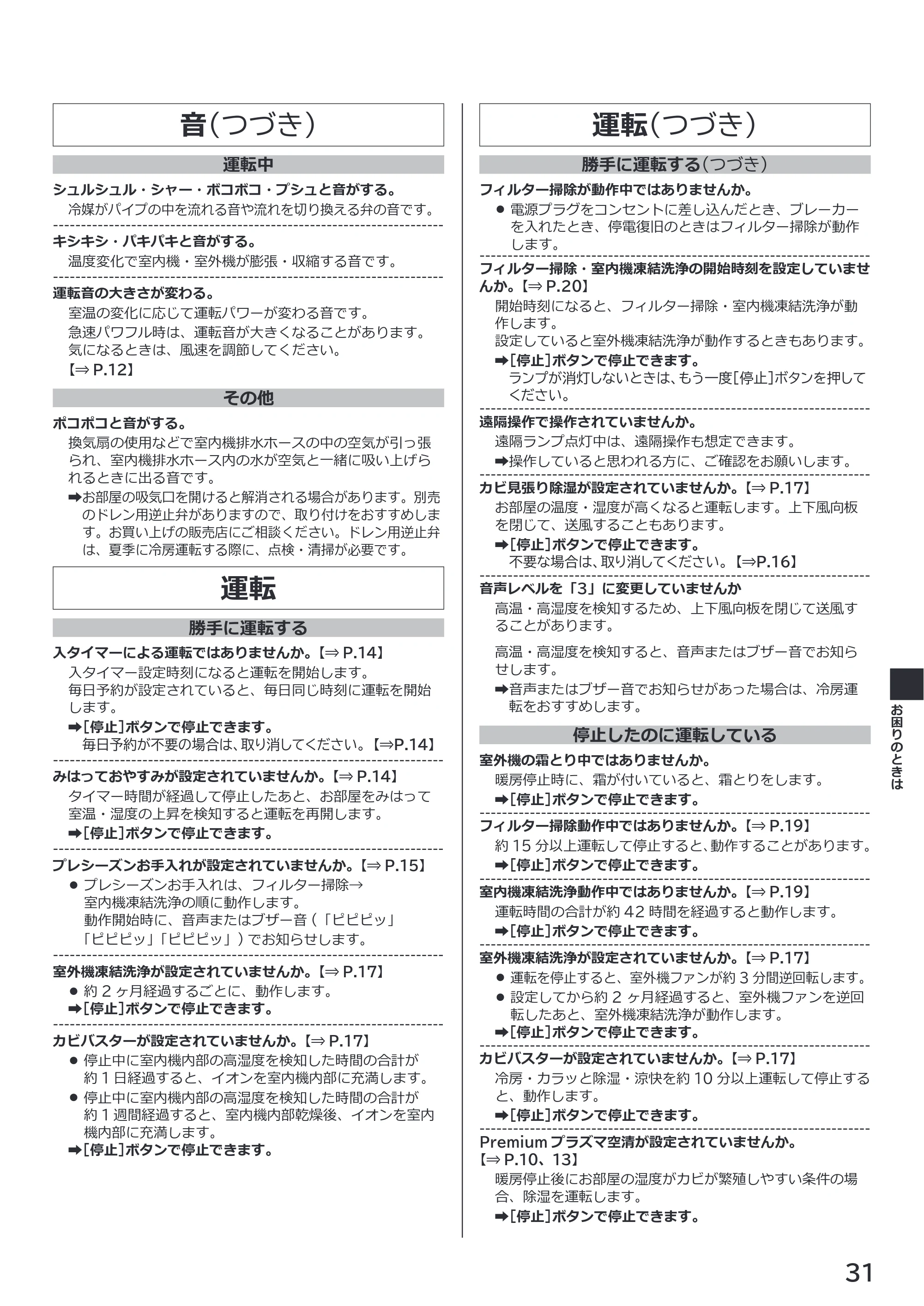 日立 RAS-XK2527S / RAS-XK2827D / RAS-XK4027D 取扱説明書 — 運転 — 原本ページ — 31ページ