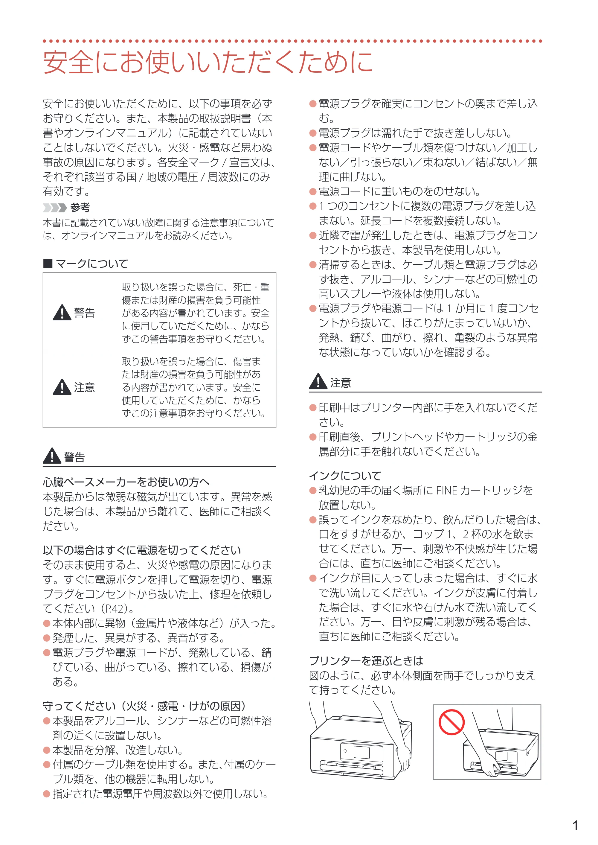 キヤノン PIXUS TS6630 設置・基本操作マニュアル 2023年10月26日掲載（PDF：4.6MB） — 安全にお使いいただくために — 原本ページ — 3ページ