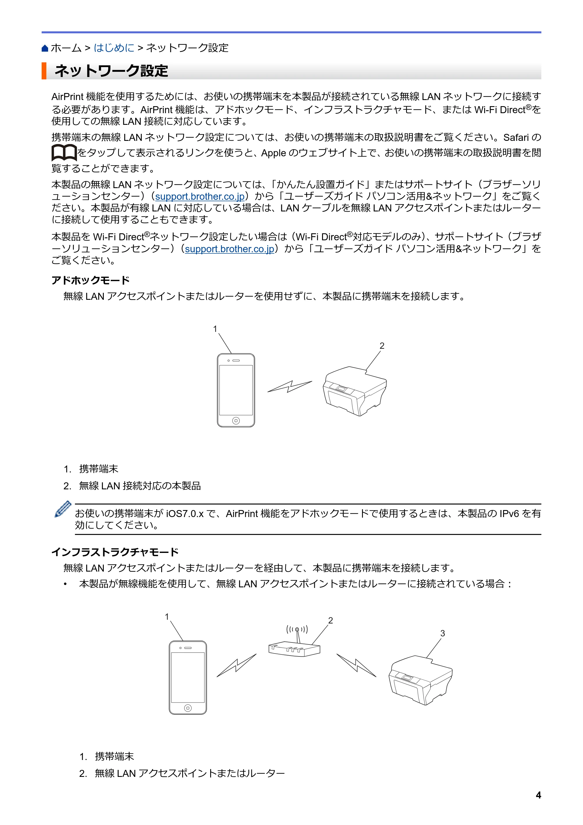 ブラザー DCP-J562N / DCP-J567N / DCP-J767N AirPrintガイド — ネットワーク設定 — 原本ページ — 8ページ