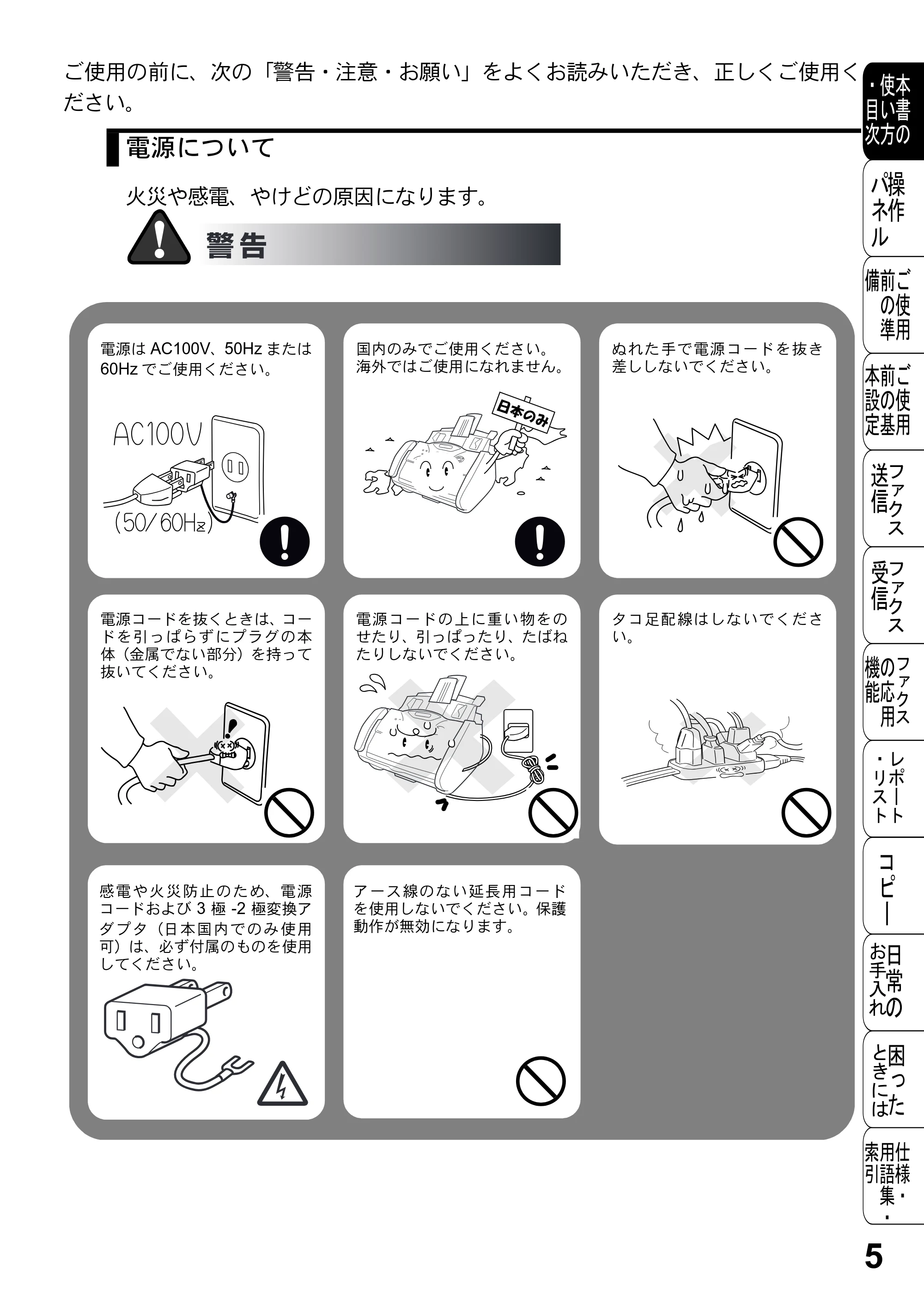 ブラザー FAX-2800J 取扱説明書（本体） — 原本ページ — 5ページ