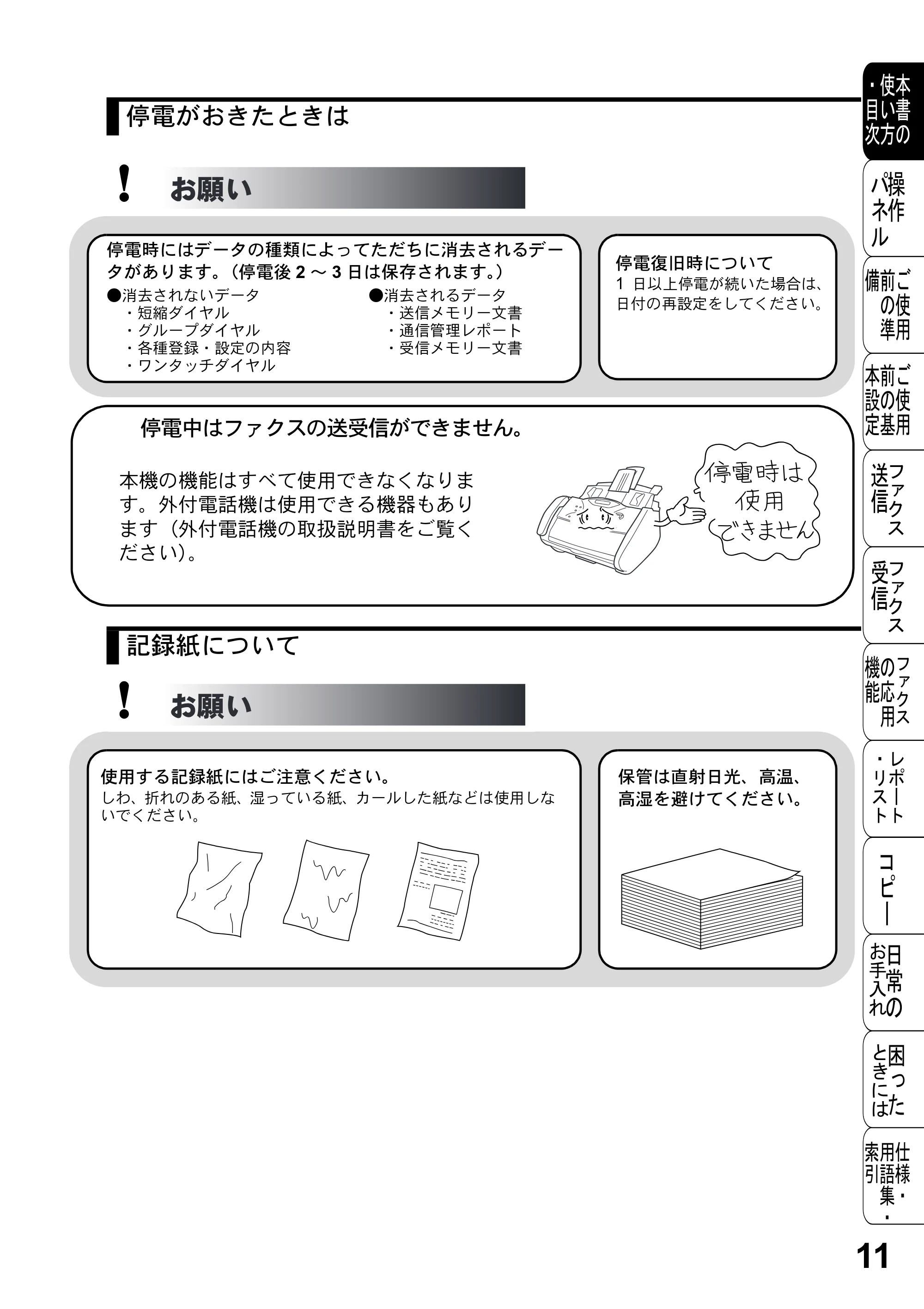 ブラザー FAX-2800J 取扱説明書（本体） — 原本ページ — 11ページ