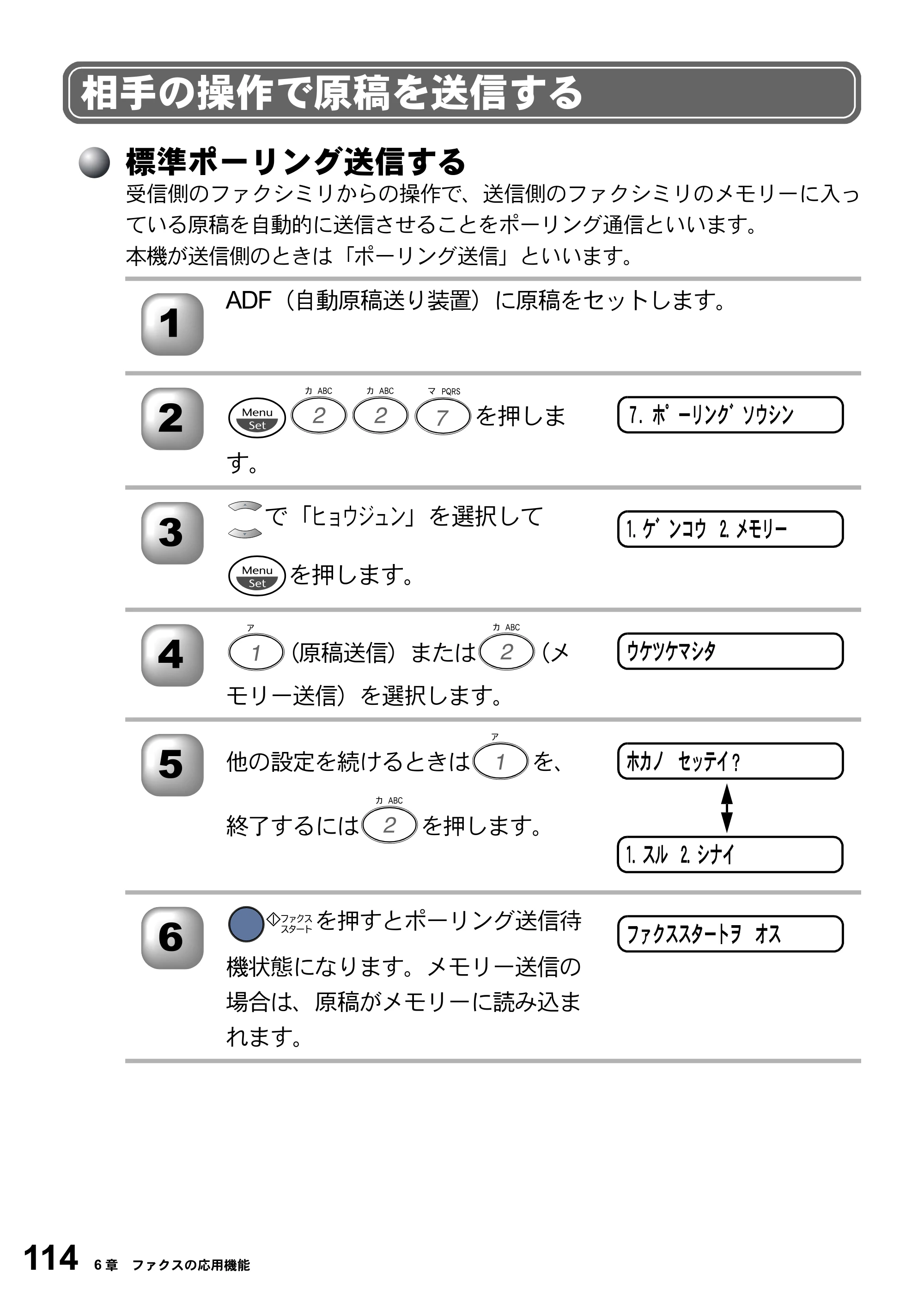ブラザー FAX-2800J 取扱説明書（本体） — 相手の操作で原稿を送信する — 原本ページ — 114ページ